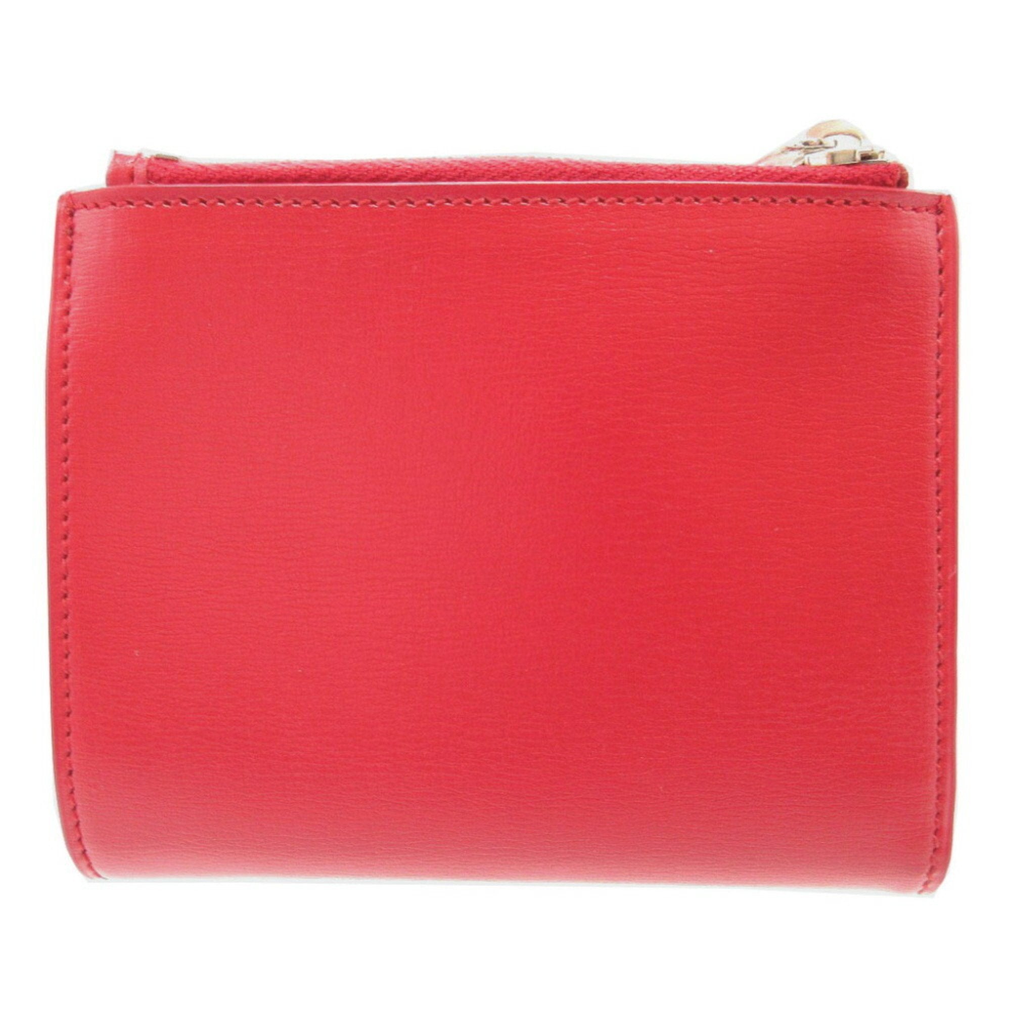 Yves Saint Laurent Red Color Leather Wallet (Tri-Fold) (Pre-Owned)