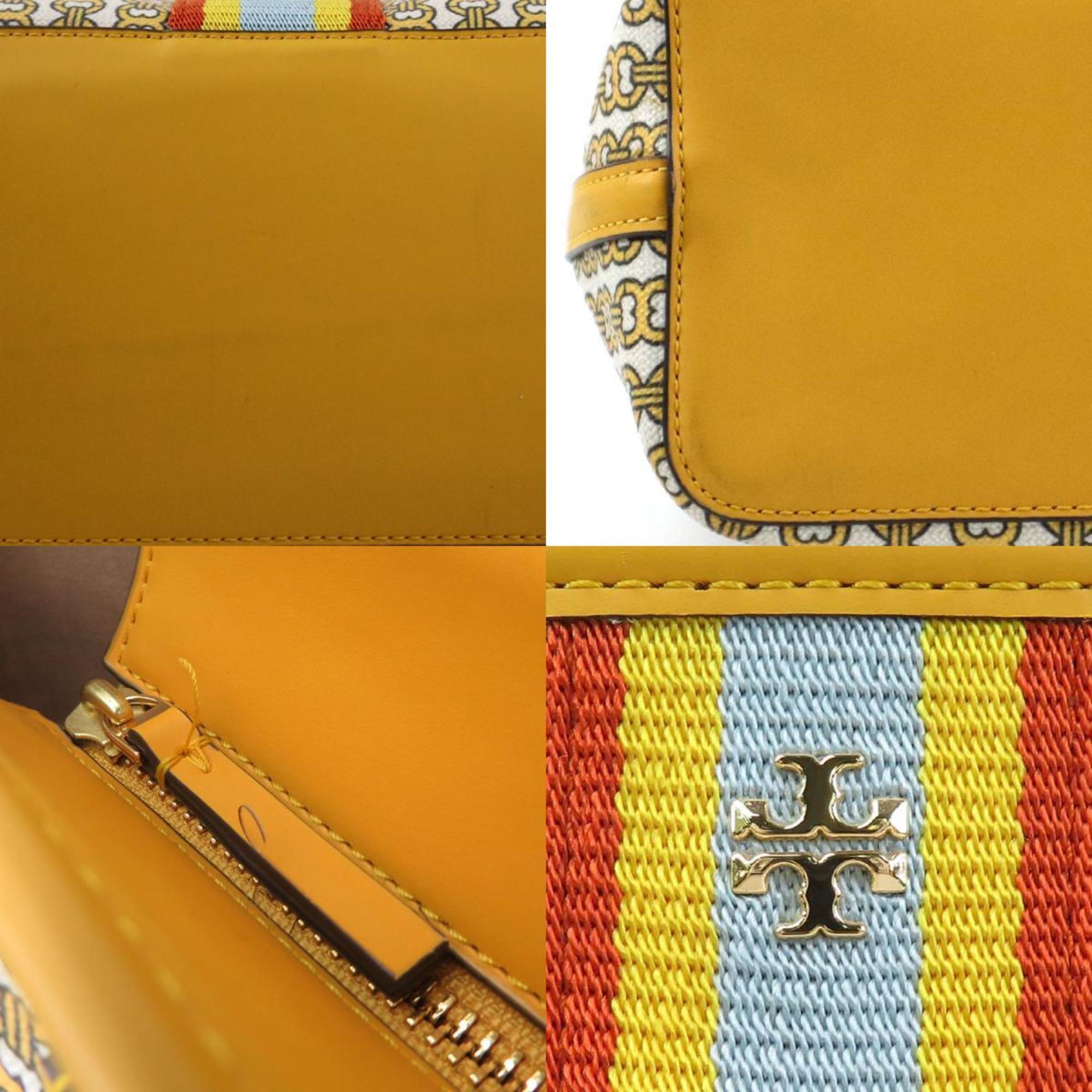 Tory Burch Yellow Coated Canvas Pvc Leather Handbag Shoulder Bag (Pre-Owned)
