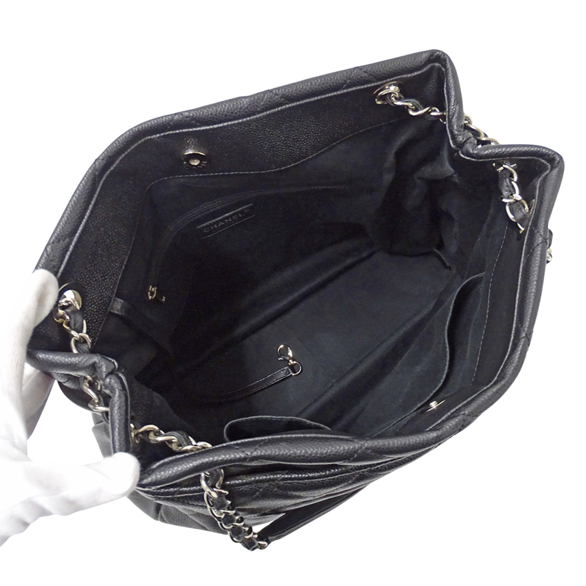 Chanel Black Grained Calfskin Handbag Tote Bag (Pre-Owned)