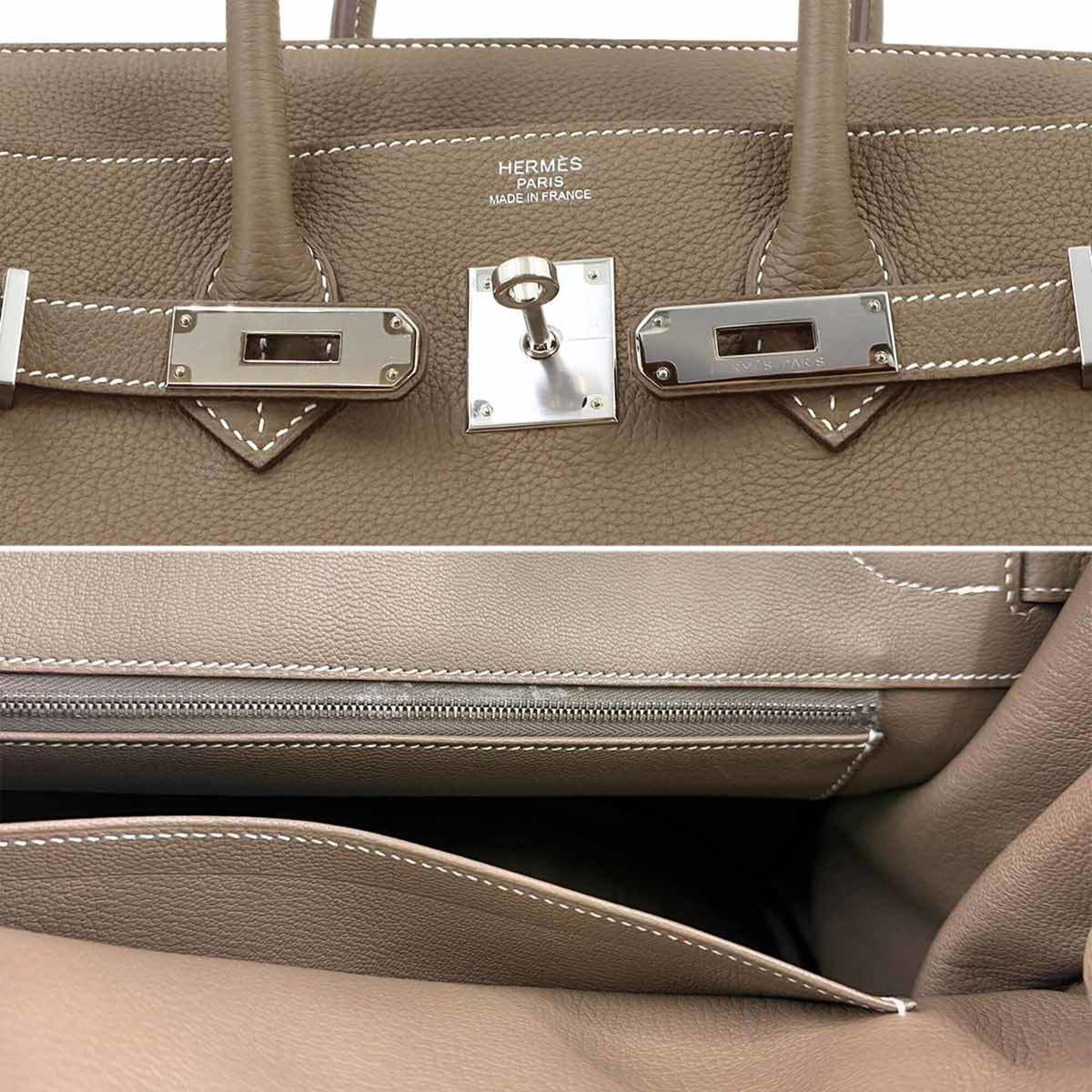 Hermes Etoupe Gray Togo Leather Handbag (Pre-Owned)