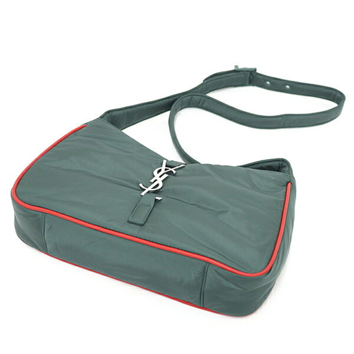 Saint Laurent Green Khaki Red Color Leather Shoulder Bag (Pre-Owned)