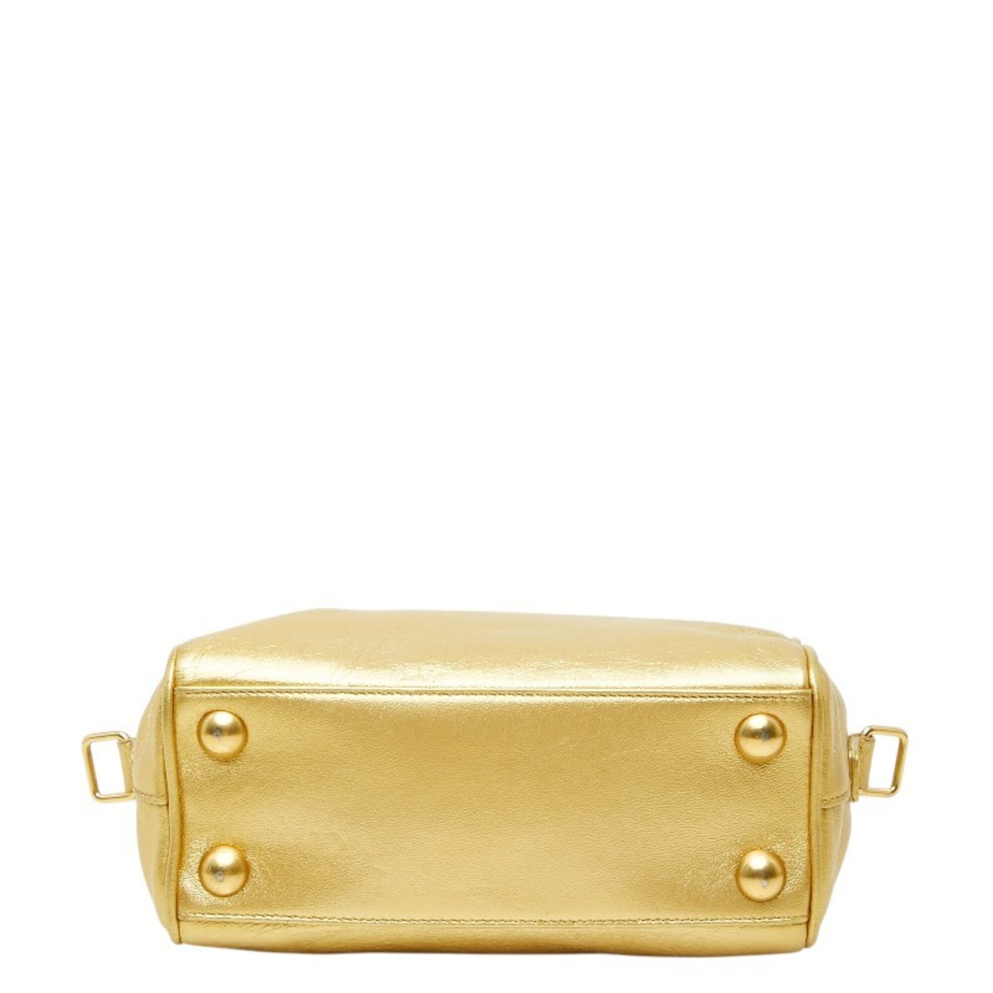 Saint Laurent Gold Leather Handbag Shoulder Bag (Pre-Owned)
