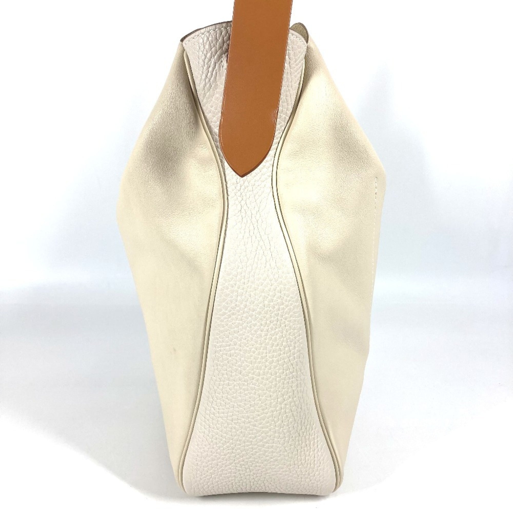 Hermes Brown Ivory Leather Shoulder Bag Tote Bag (Pre-Owned)
