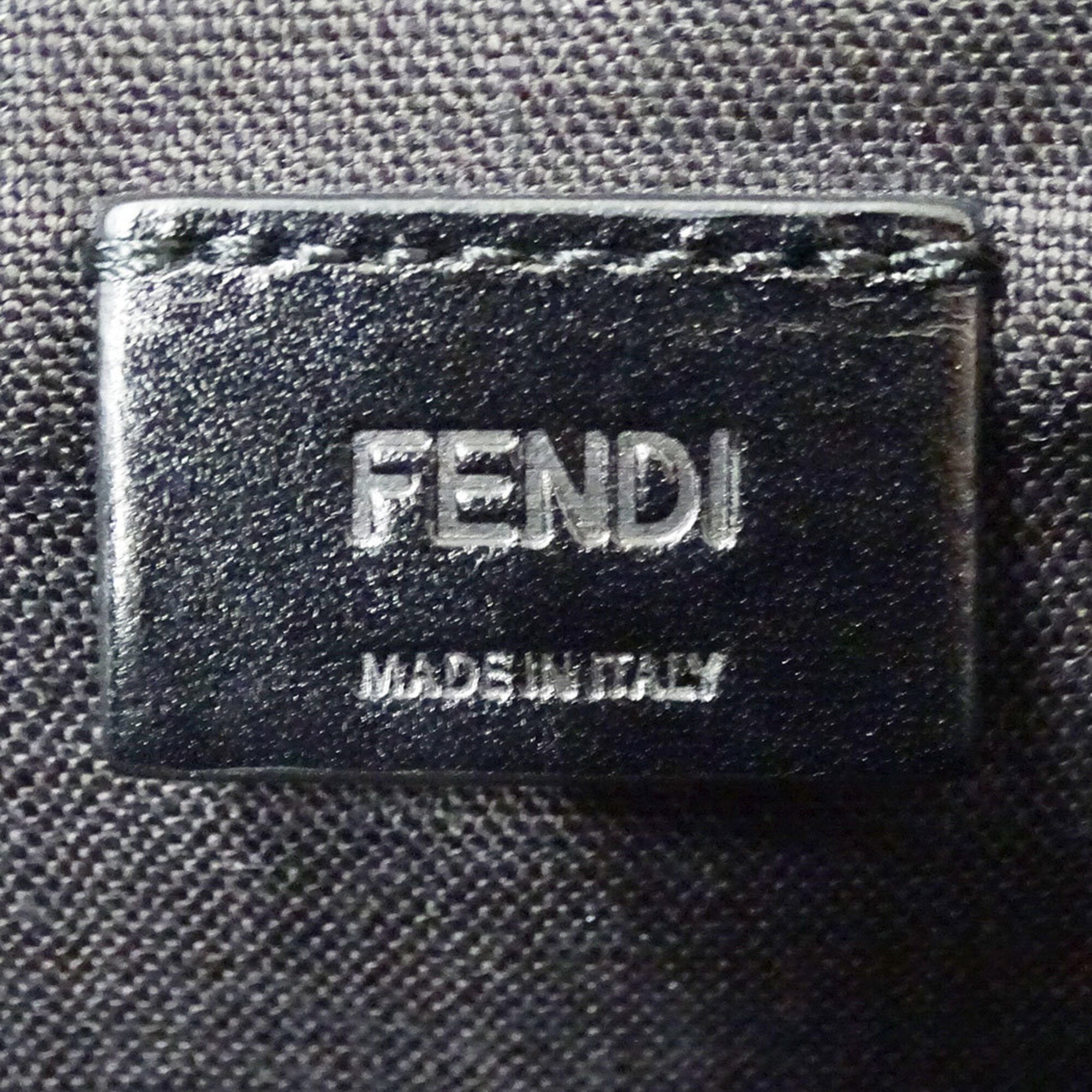 Fendi Charcoal Gray Leather Clutch Bag Handbag (Pre-Owned)