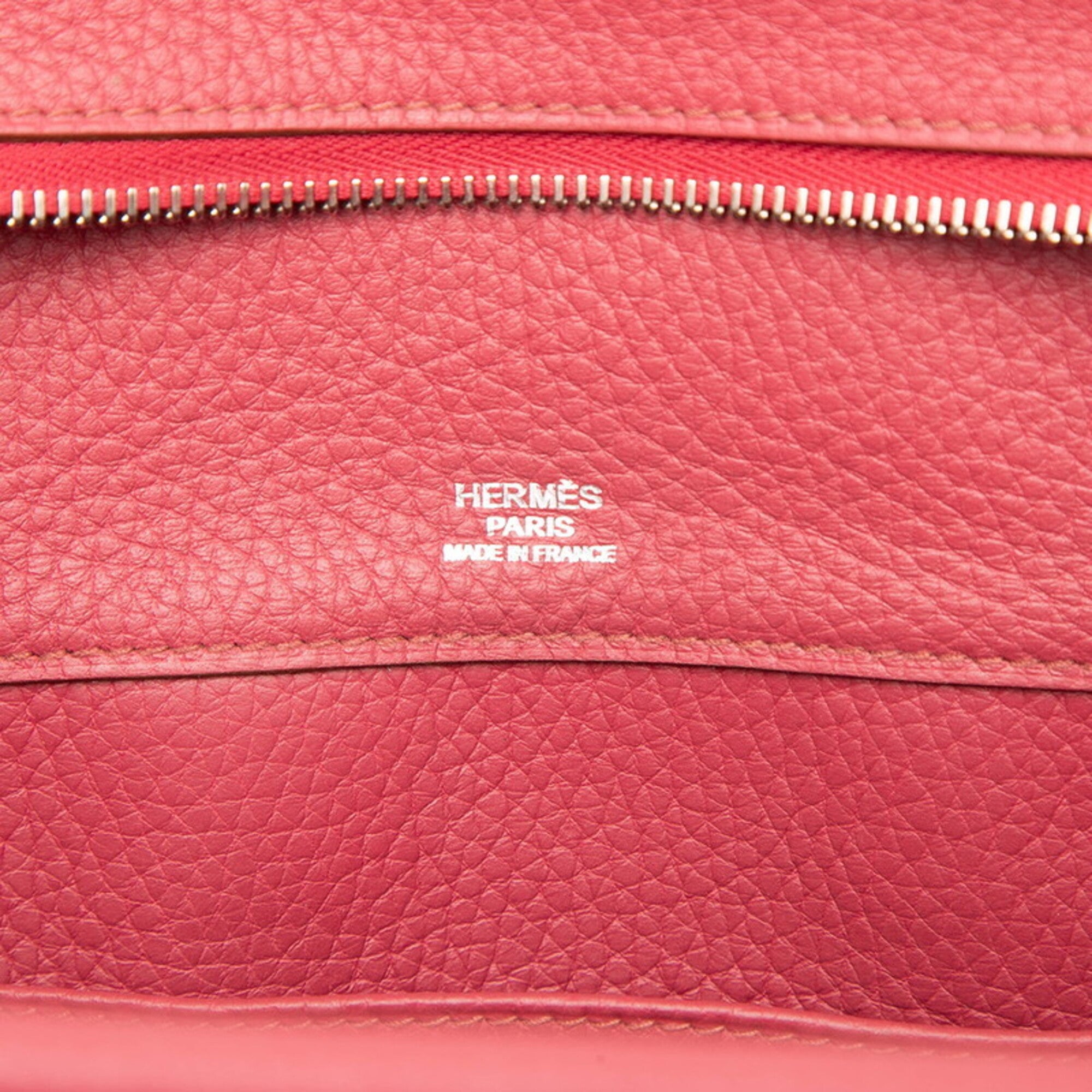 Hermes Pink Red Color Taurillon Clemence Leather Handbag (Pre-Owned)