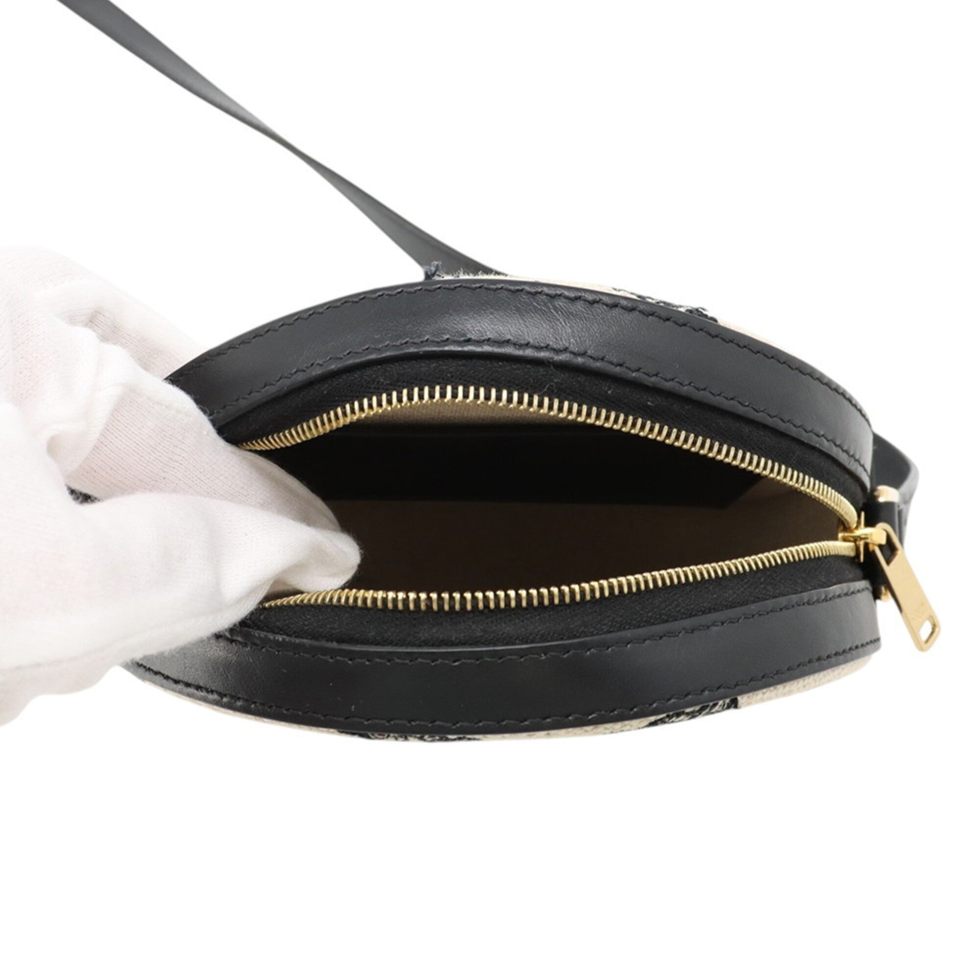 Celine Black Ivory Canvas Leather Shoulder Bag (Pre-Owned)