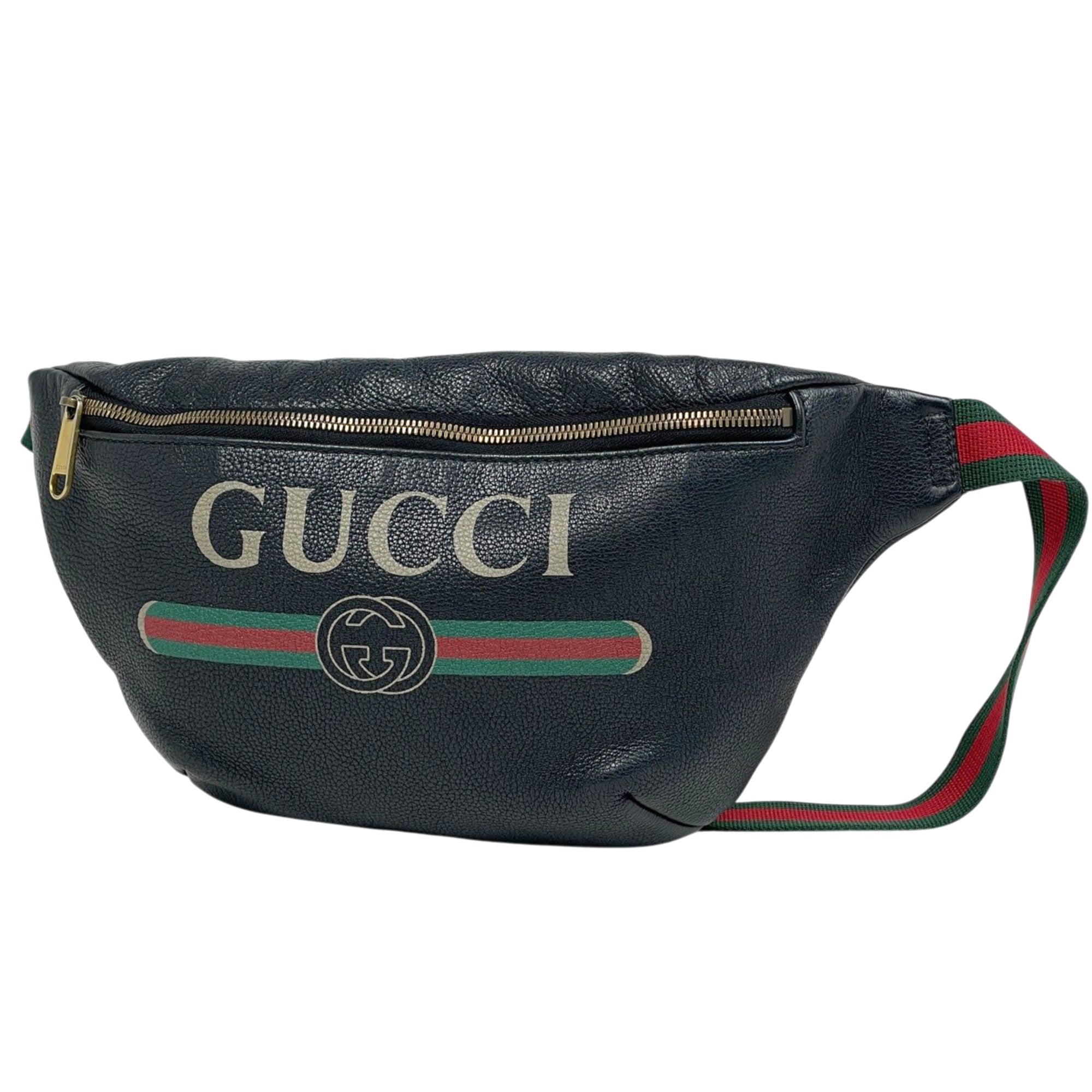 Gucci Sherry Line Navy Leather Fanny Pack (Pre-Owned)