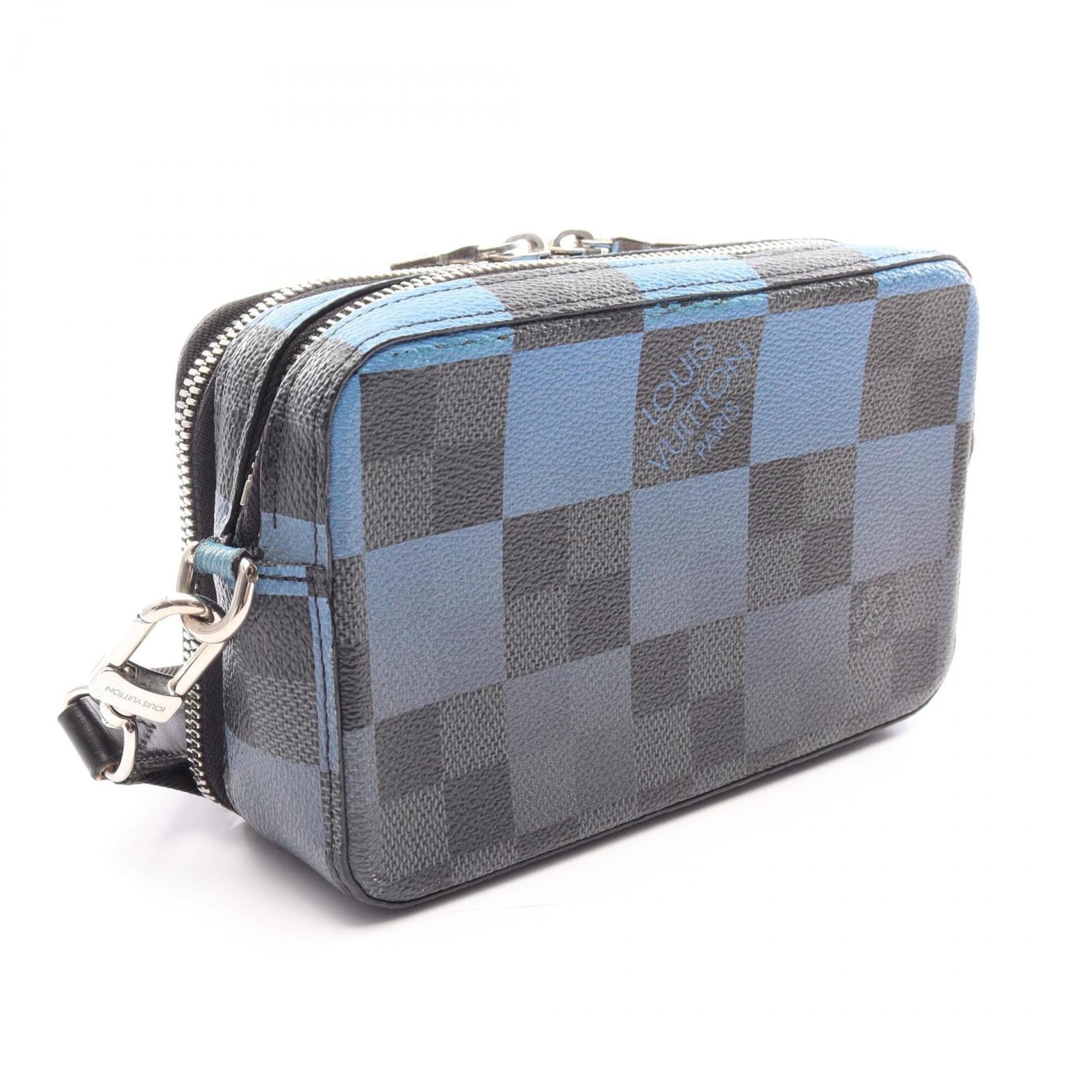 Louis Vuitton Black Blue Damier Graphite Coated Canvas Handbag Shoulder Bag (Pre-Owned)