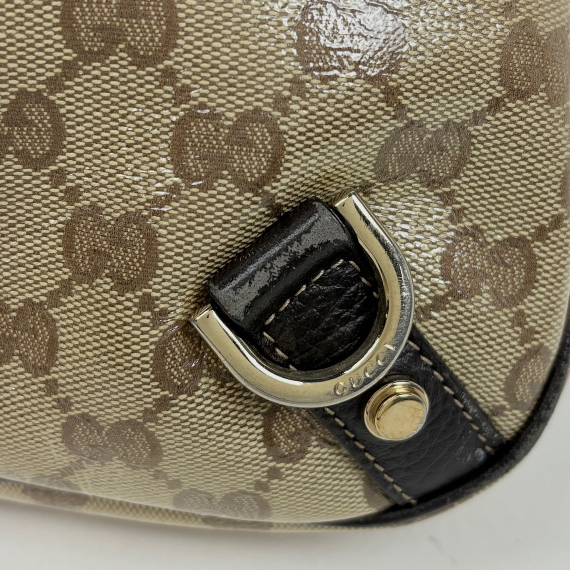 Gucci Brown Coated Canvas Leather Shoulder Bag (Pre-Owned)