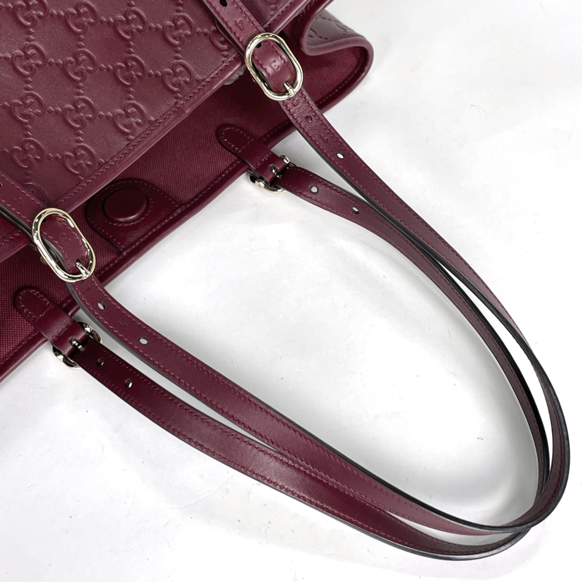 Gucci Bordeaux Leather Tote Bag (Pre-Owned)