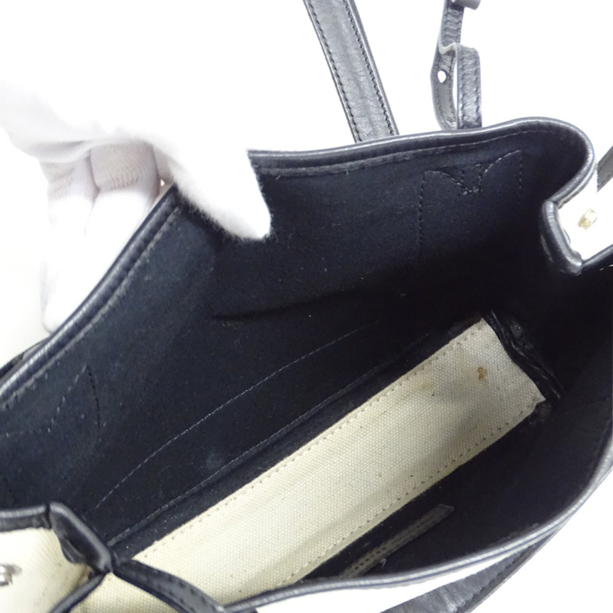 Balenciaga Black White Yellow Canvas Handbag Pouch (Pre-Owned)