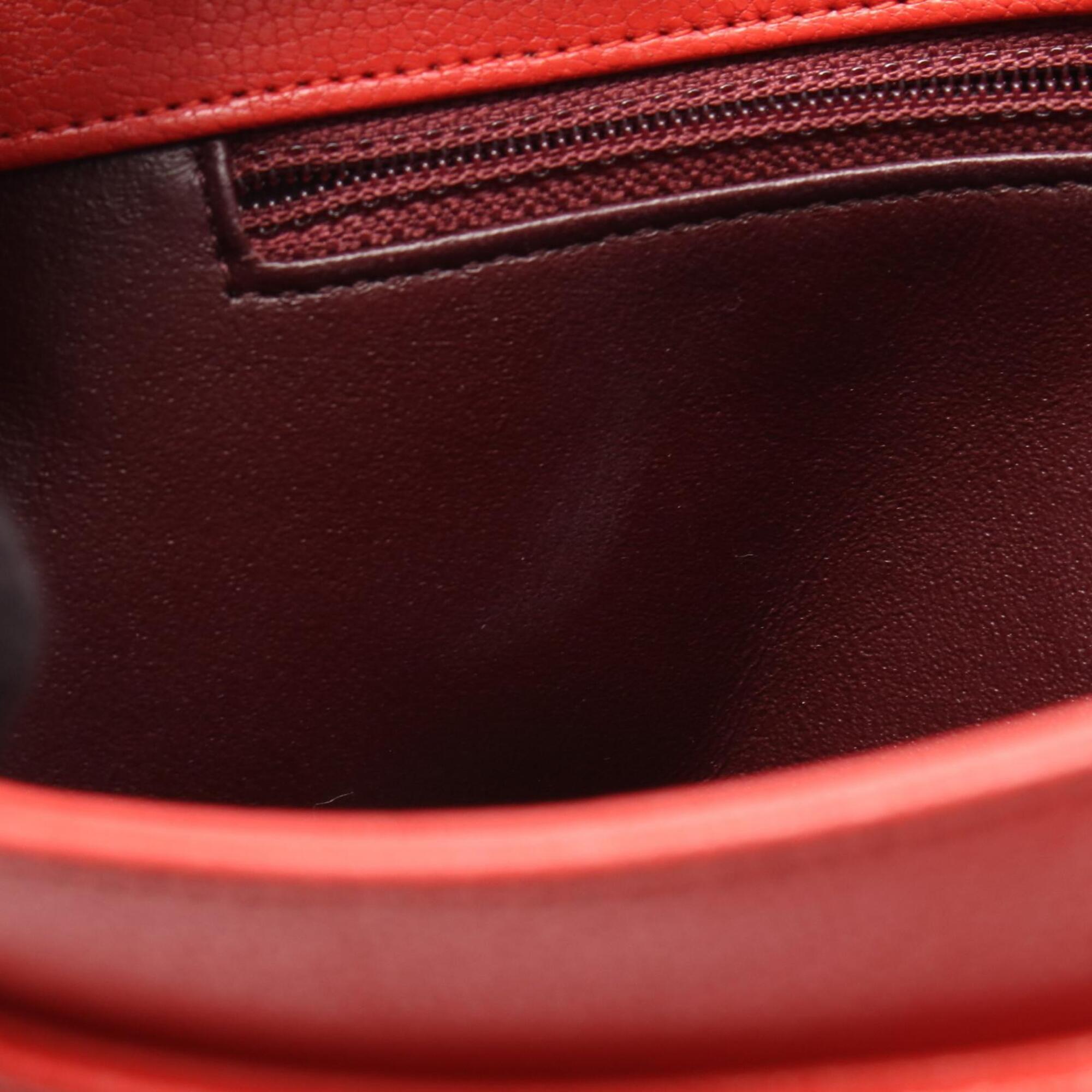 Chanel Red Color Leather Handbag Shoulder Bag (Pre-Owned)