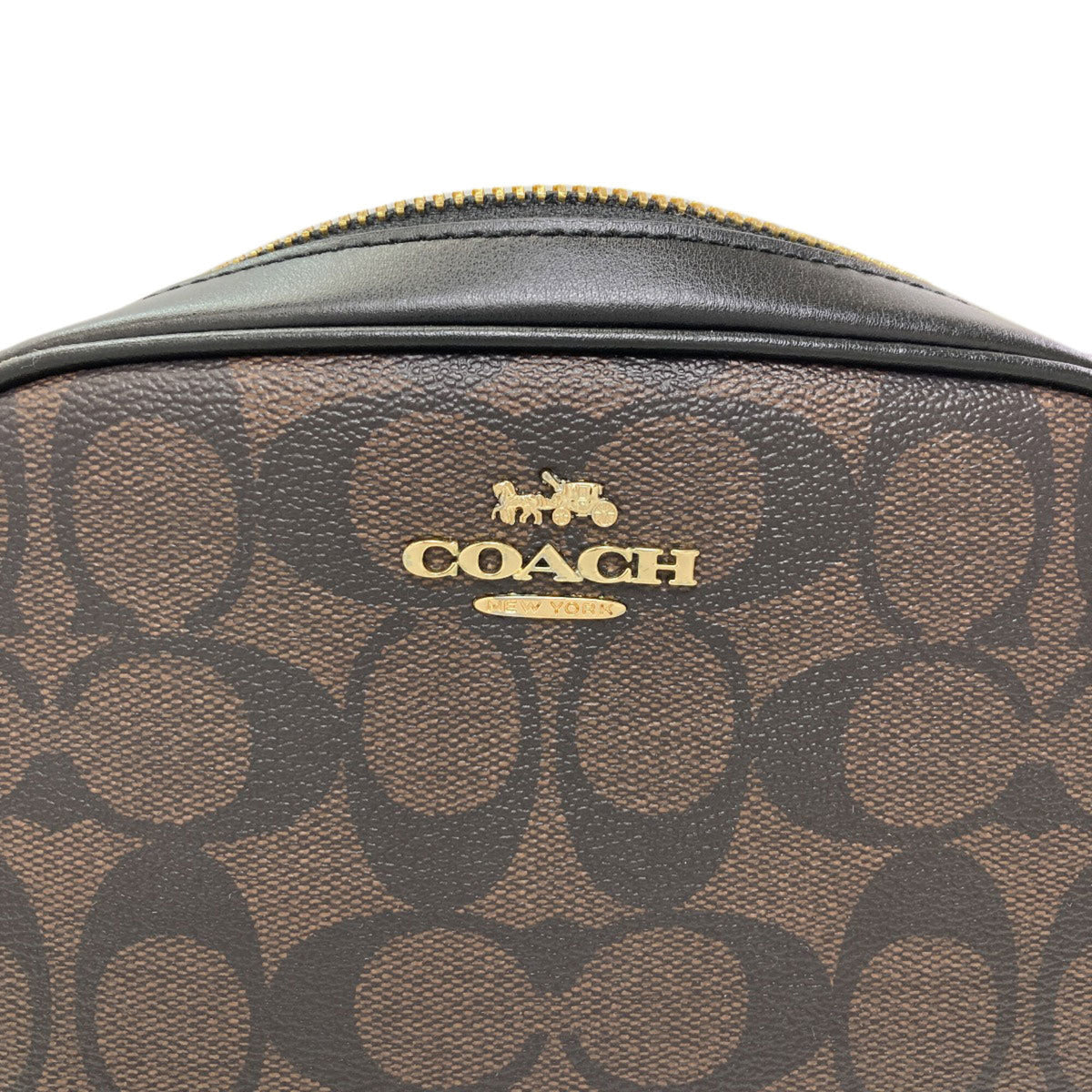 Coach Dark Brown Signature Line Pvc Shoulder Bag (Pre-Owned)