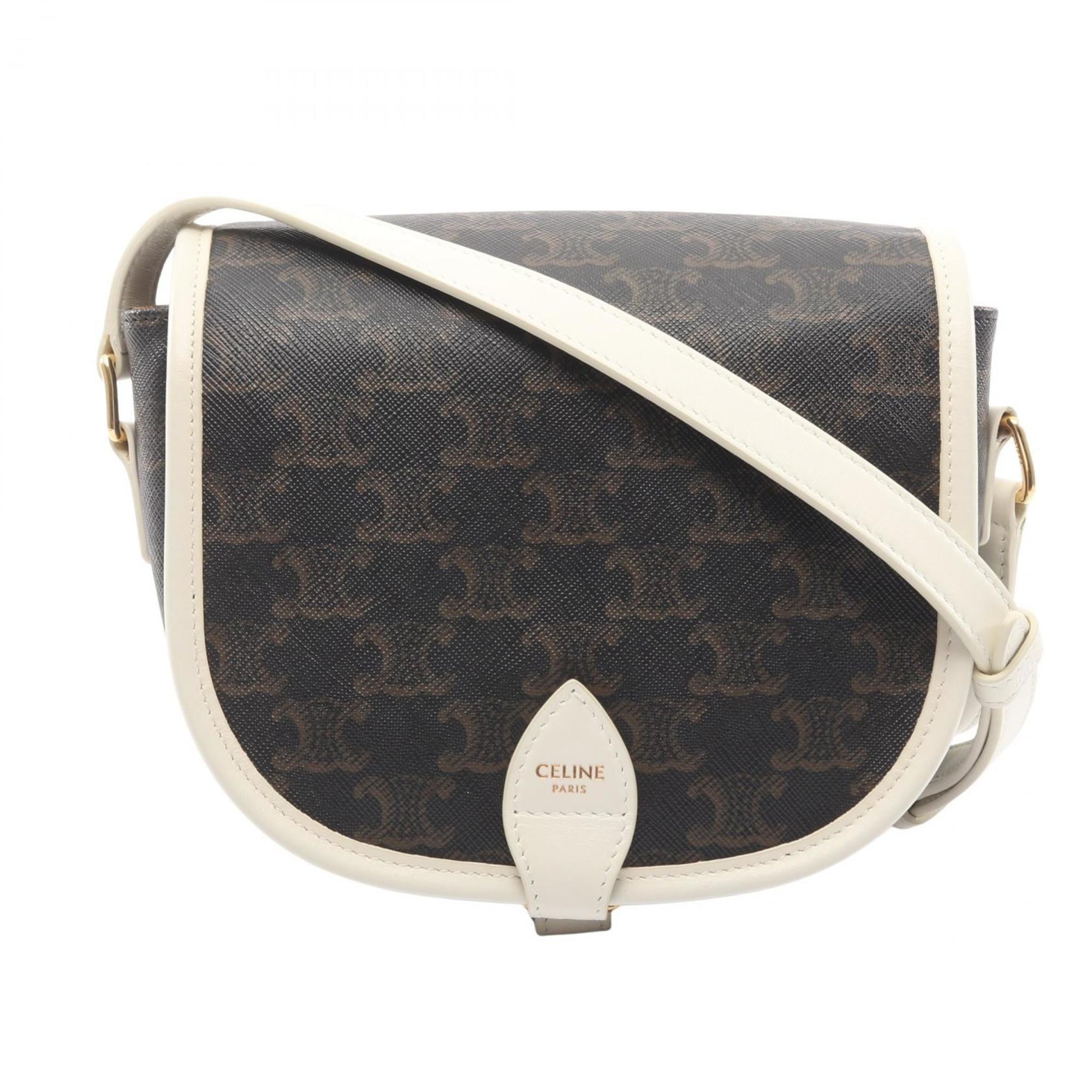 Celine Black Brown White Coated Canvas Pvc Leather Shoulder Bag (Pre-Owned)