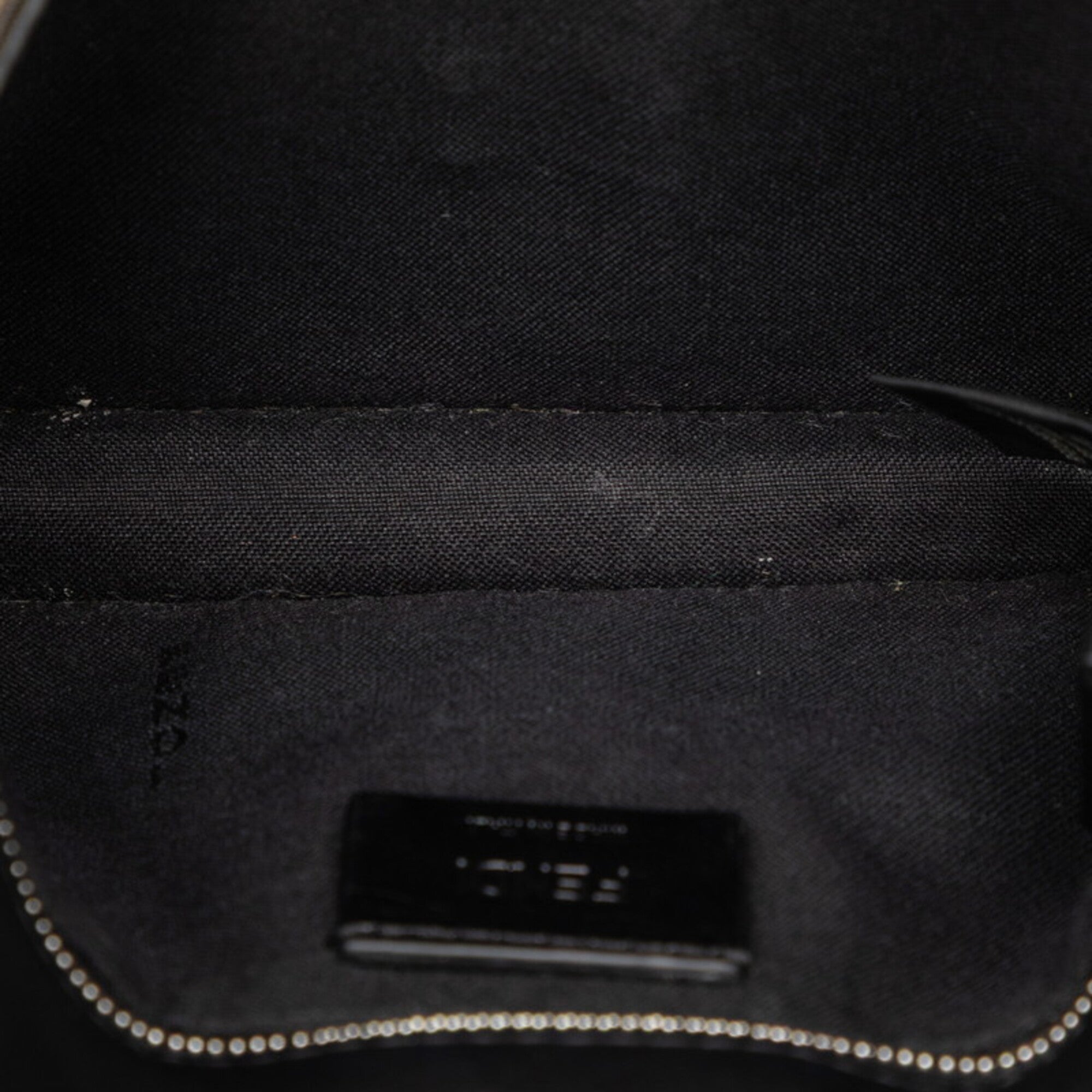 Fendi Black Brown Canvas Leather Shoulder Bag (Pre-Owned)