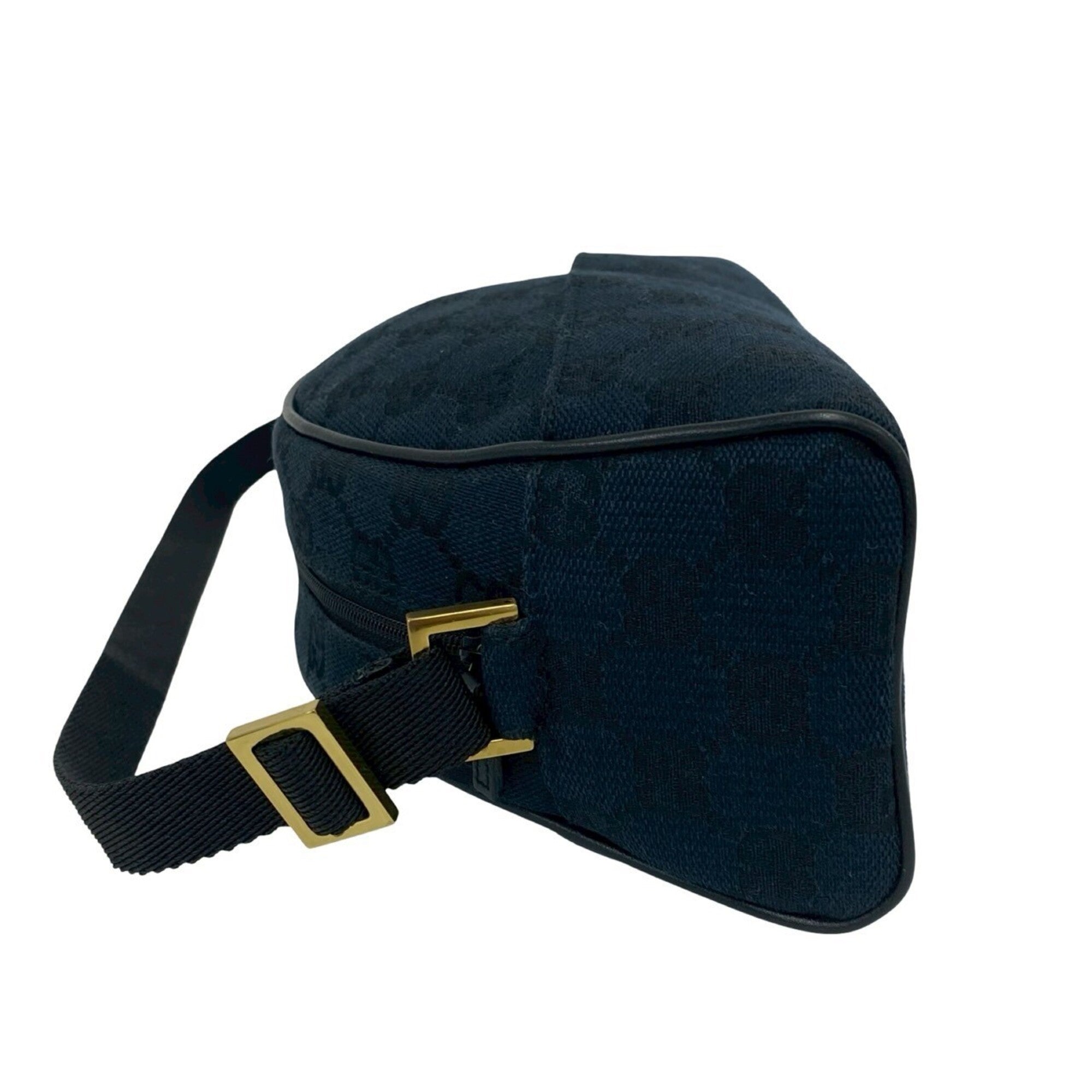 Gucci Black Navy Canvas Leather Handbag Pouch Shoulder Bag (Pre-Owned)