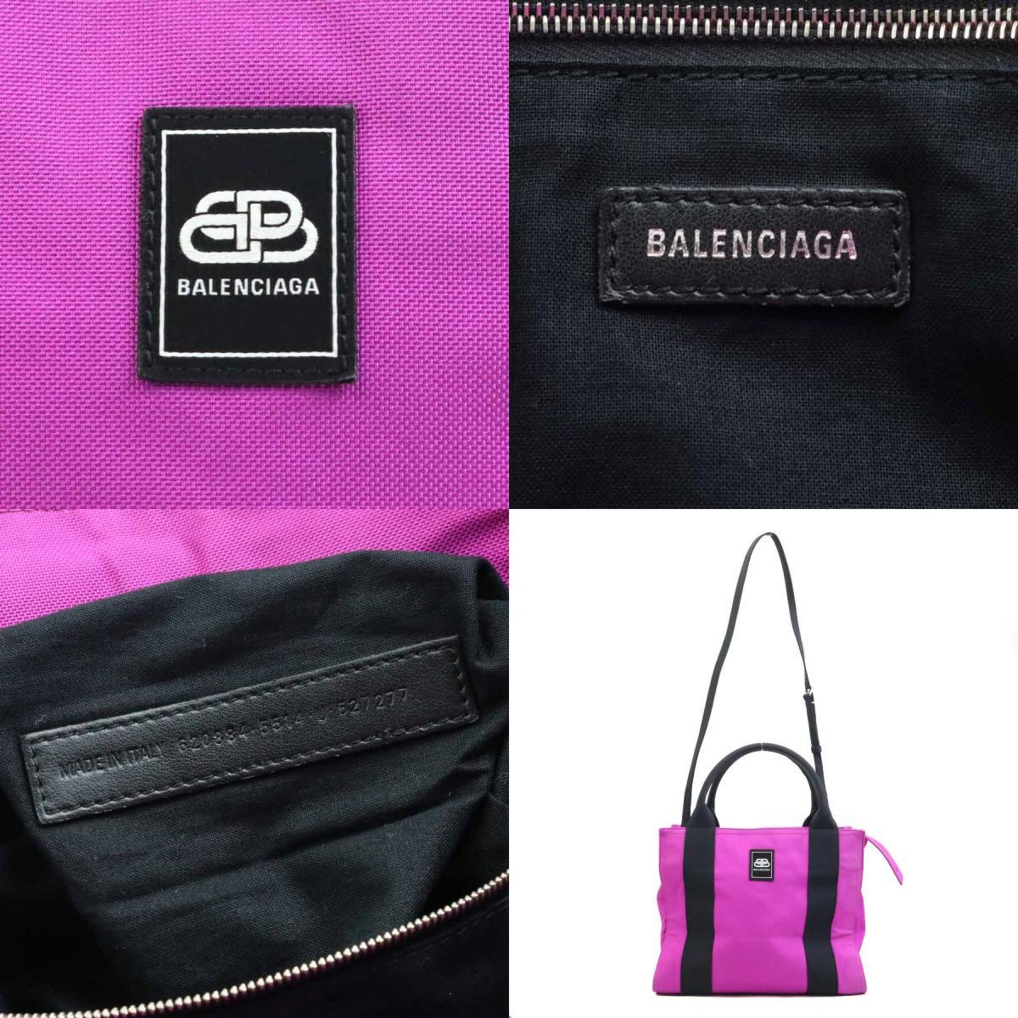 Balenciaga Black Purple Canvas Handbag Shoulder Bag (Pre-Owned)