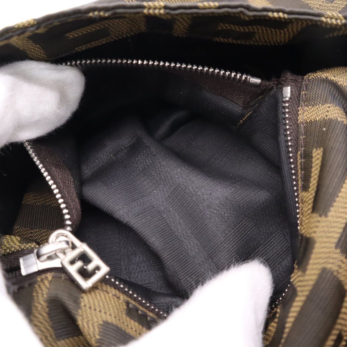Fendi Zucca Brown Canvas Leather Shoulder Bag (Pre-Owned)