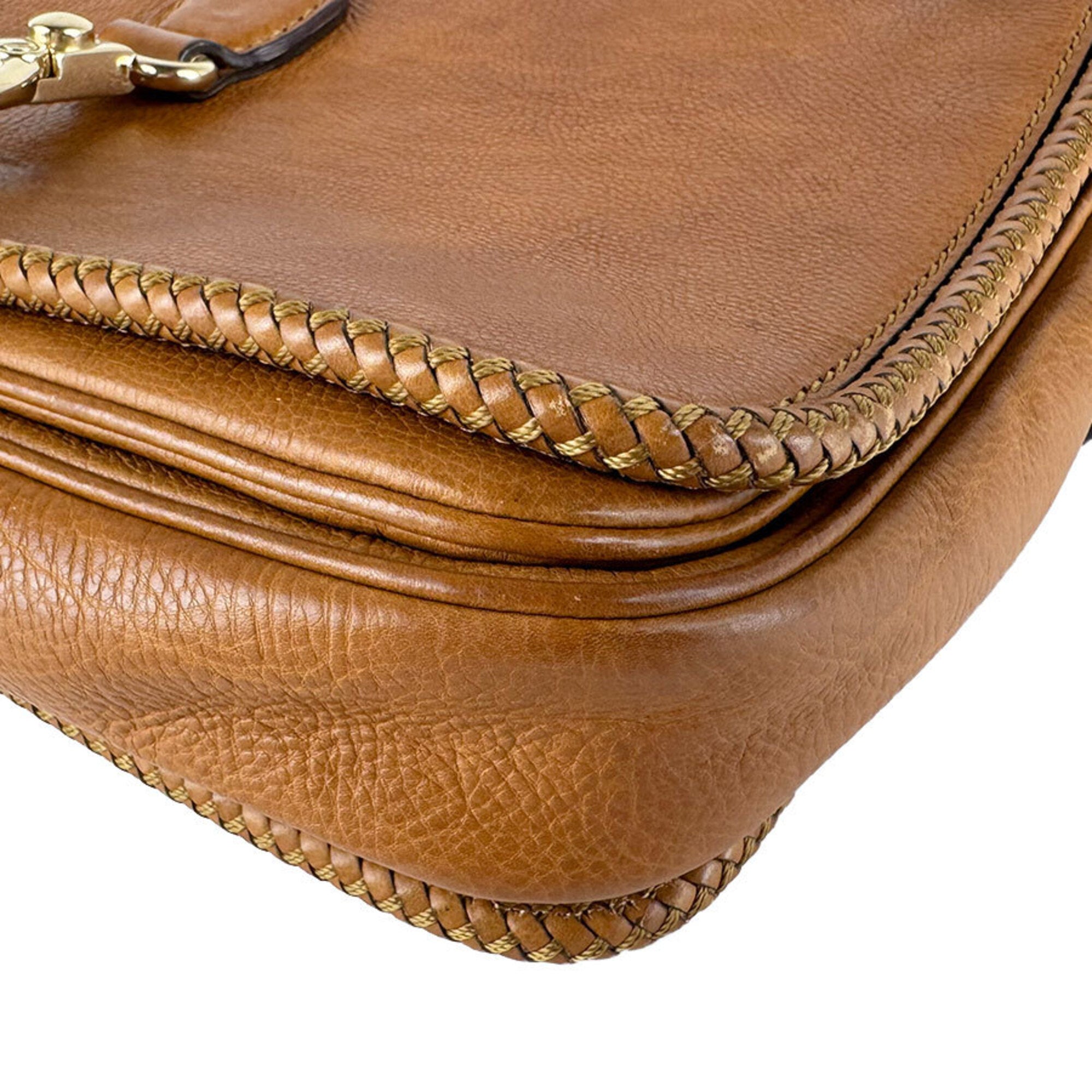 Gucci Brown Leather Shoulder Bag (Pre-Owned)
