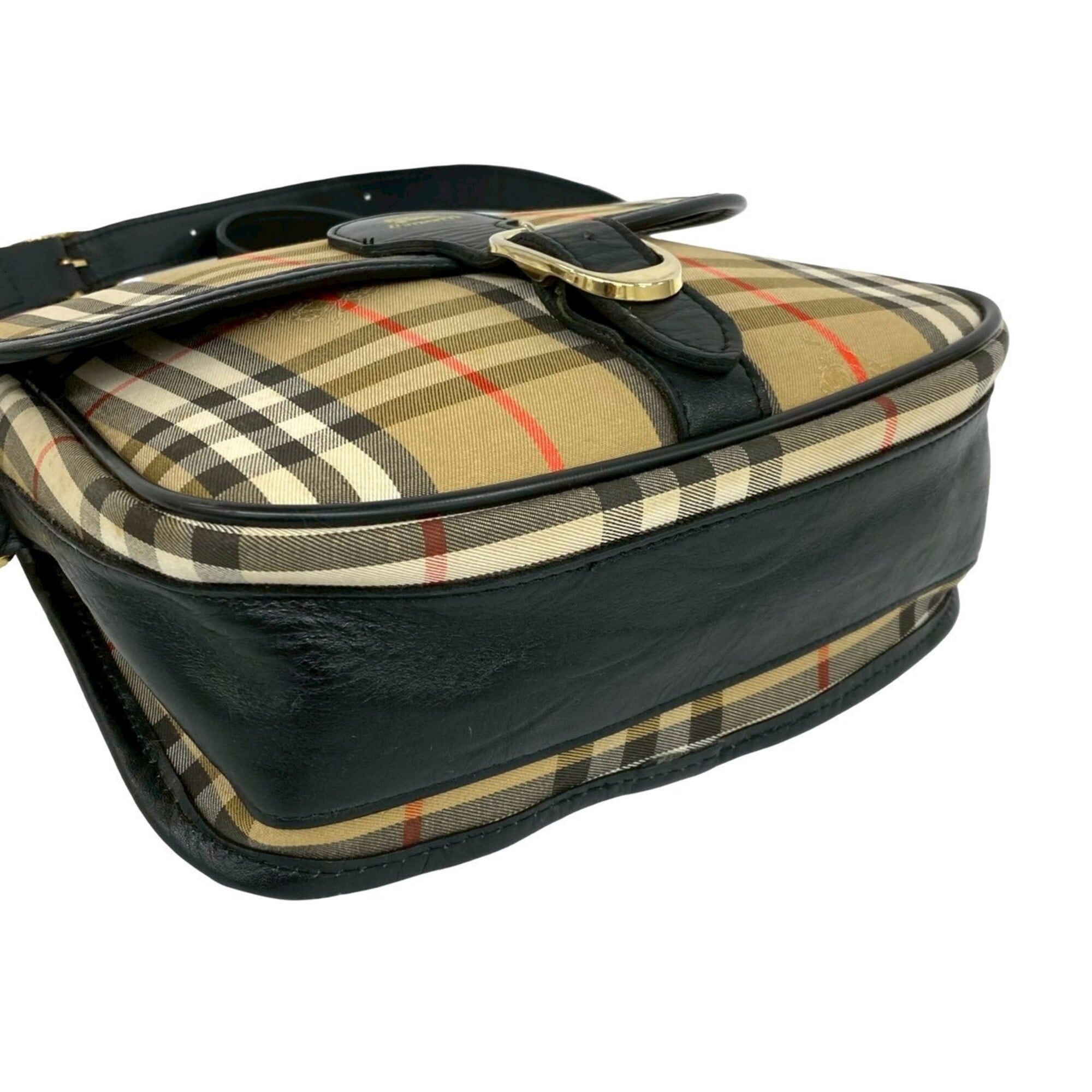 Burberry Brown Canvas Leather Shoulder Bag (Pre-Owned)