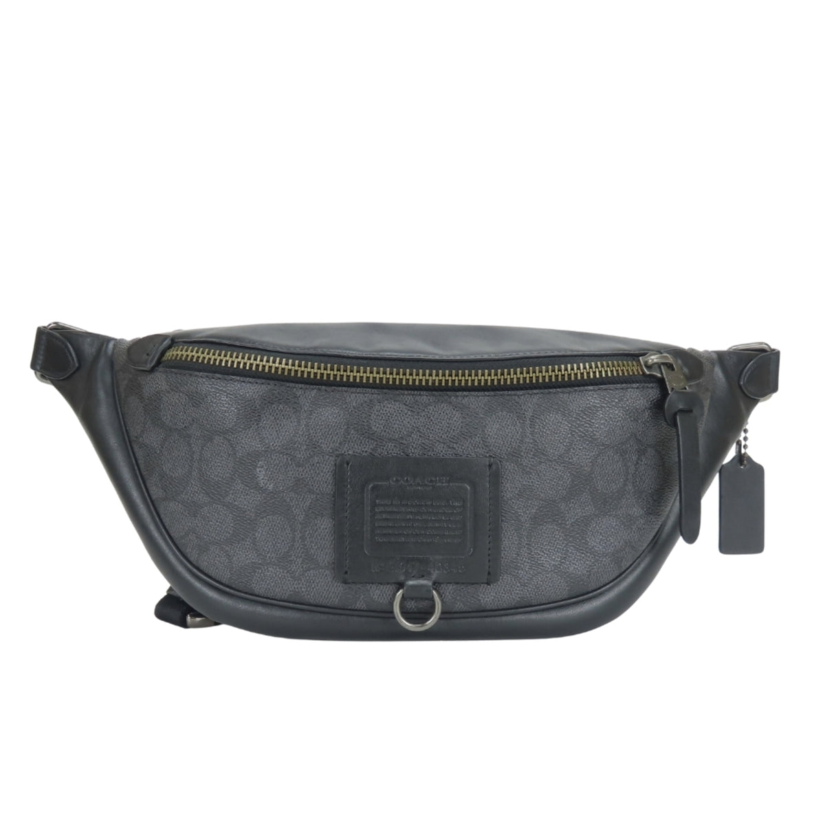 Coach Signature Black Gray Pvc Leather Fanny Pack Sling Bag (Pre-Owned)