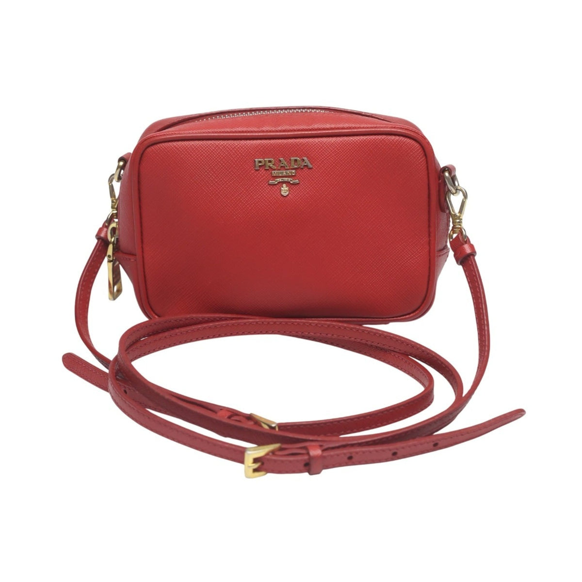 Prada Red Color Leather Shoulder Bag (Pre-Owned)