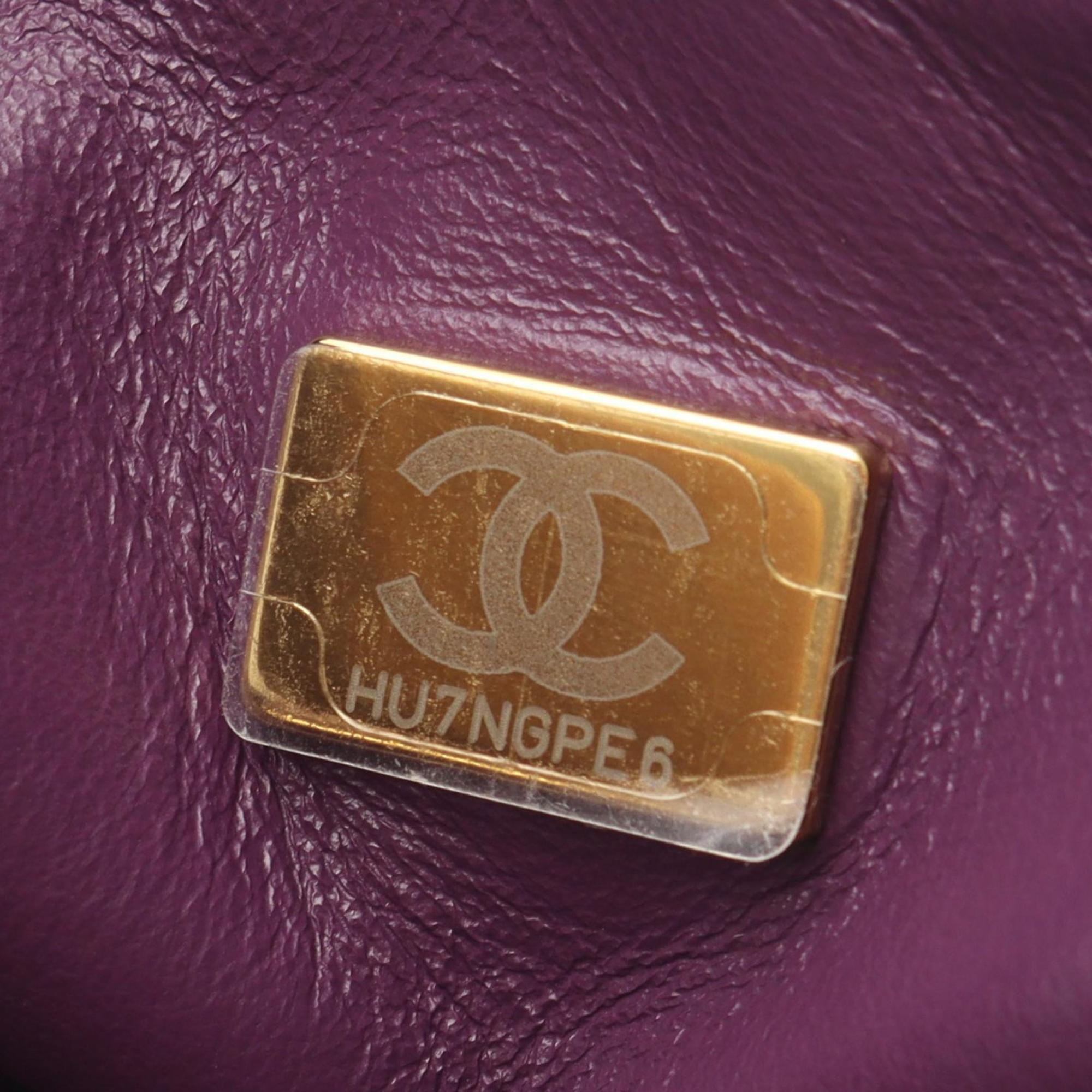 Chanel Purple Leather Handbag Shoulder Bag (Pre-Owned)