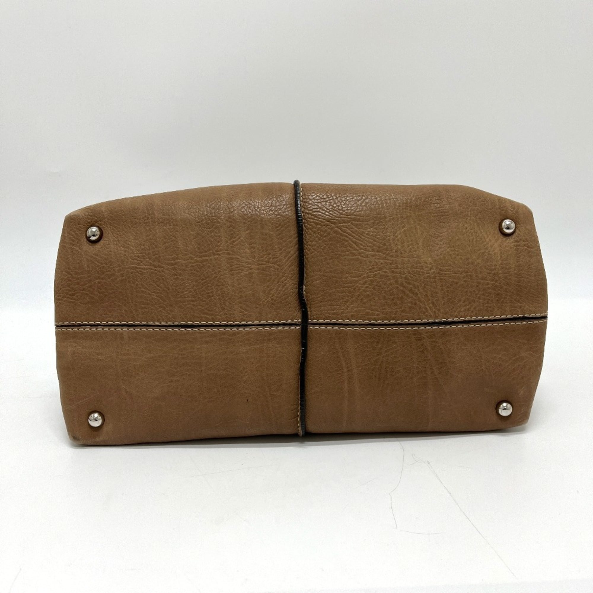 Tod's Brown Leather Boston Bag Handbag Shoulder Bag (Pre-Owned)