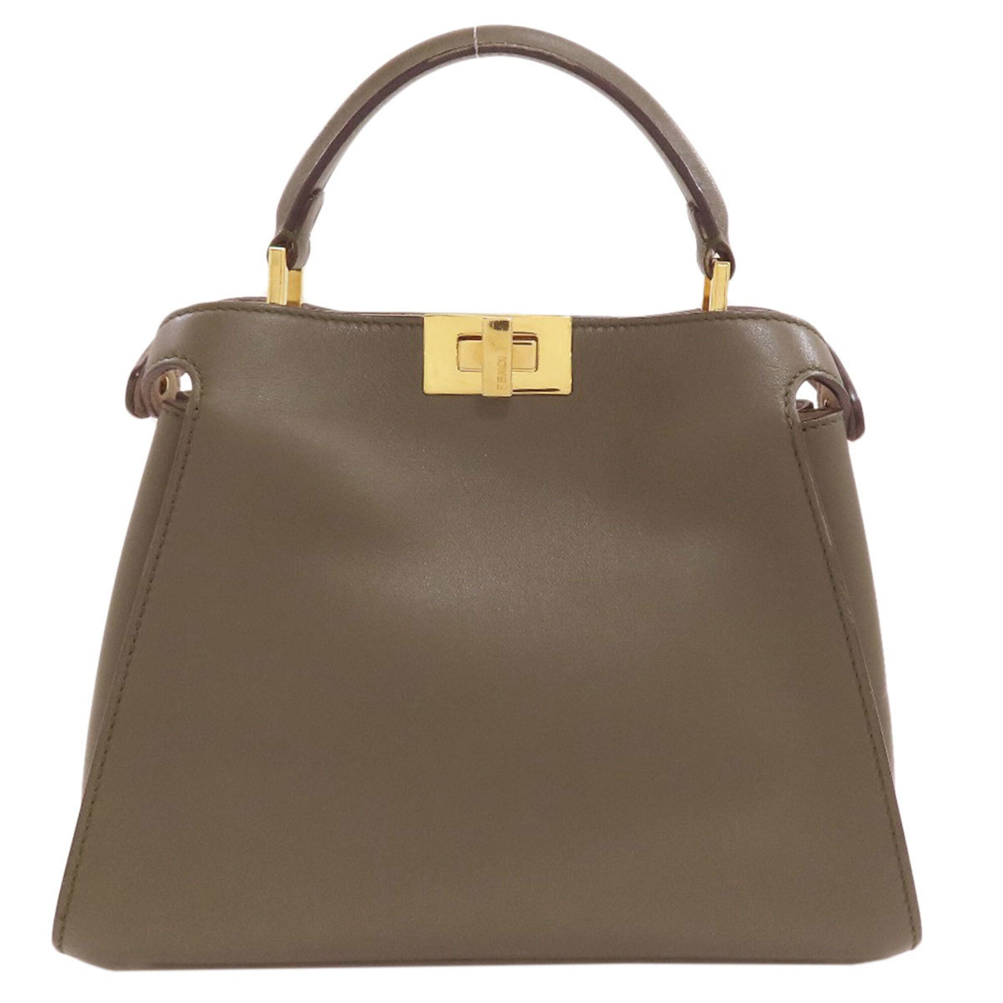 Fendi Peekaboo Khaki Leather Handbag (Pre-Owned)