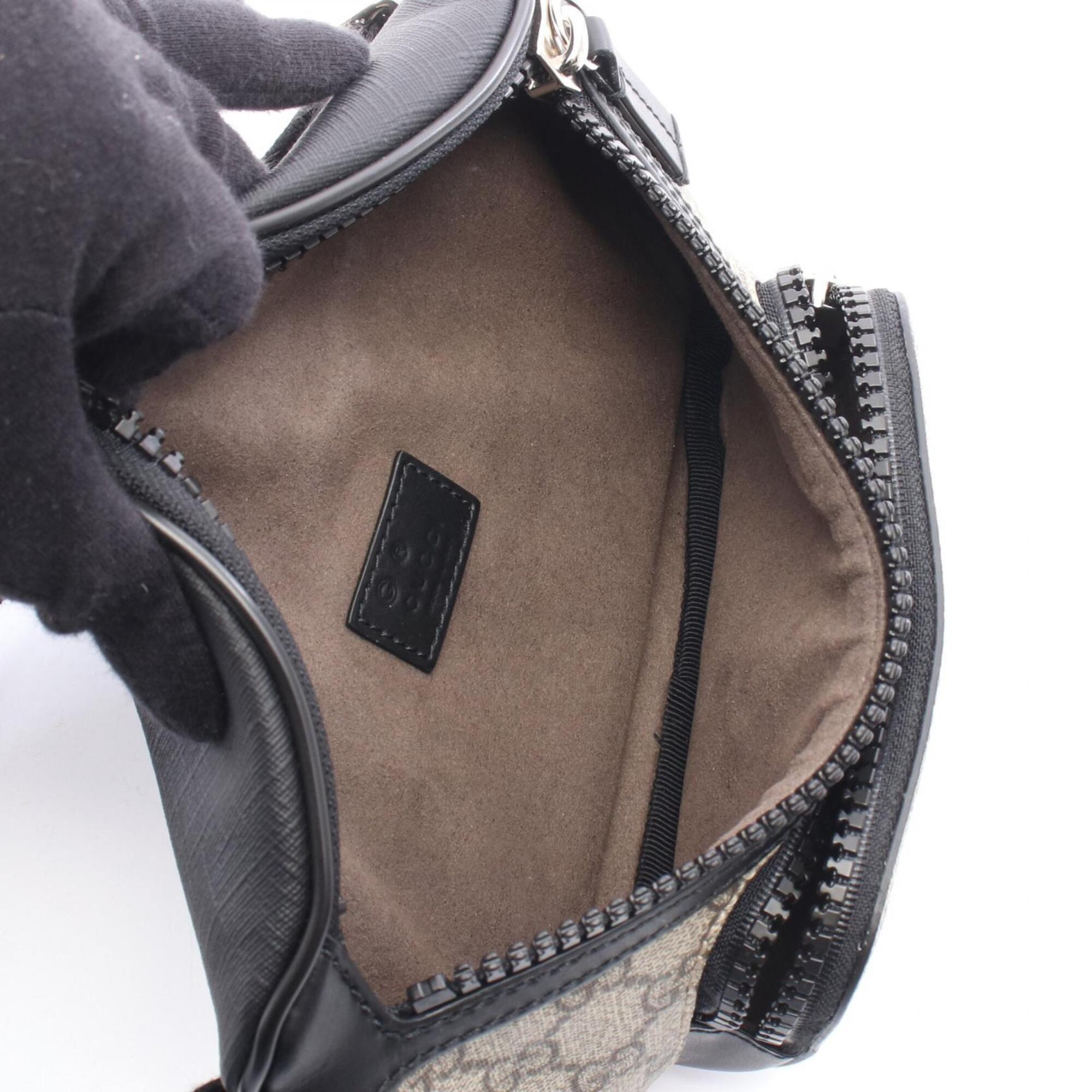 Gucci Beige Black Brown Gg Supreme Leather Fanny Pack Handbag (Pre-Owned)