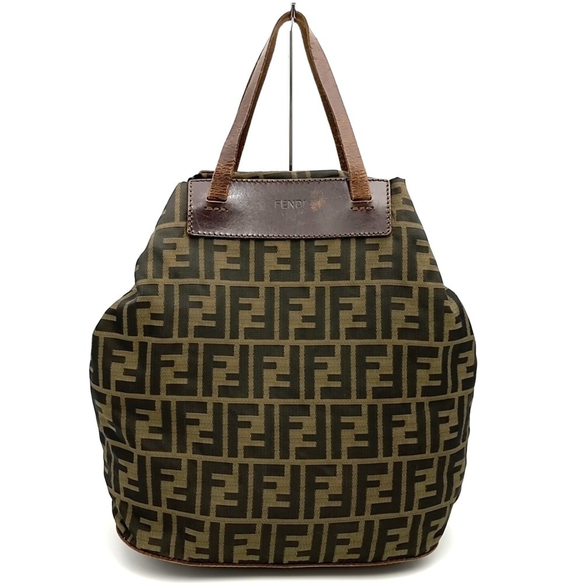Fendi Zucca Brown Nylon Leather Eco-Bag Handbag Tote Bag (Pre-Owned)