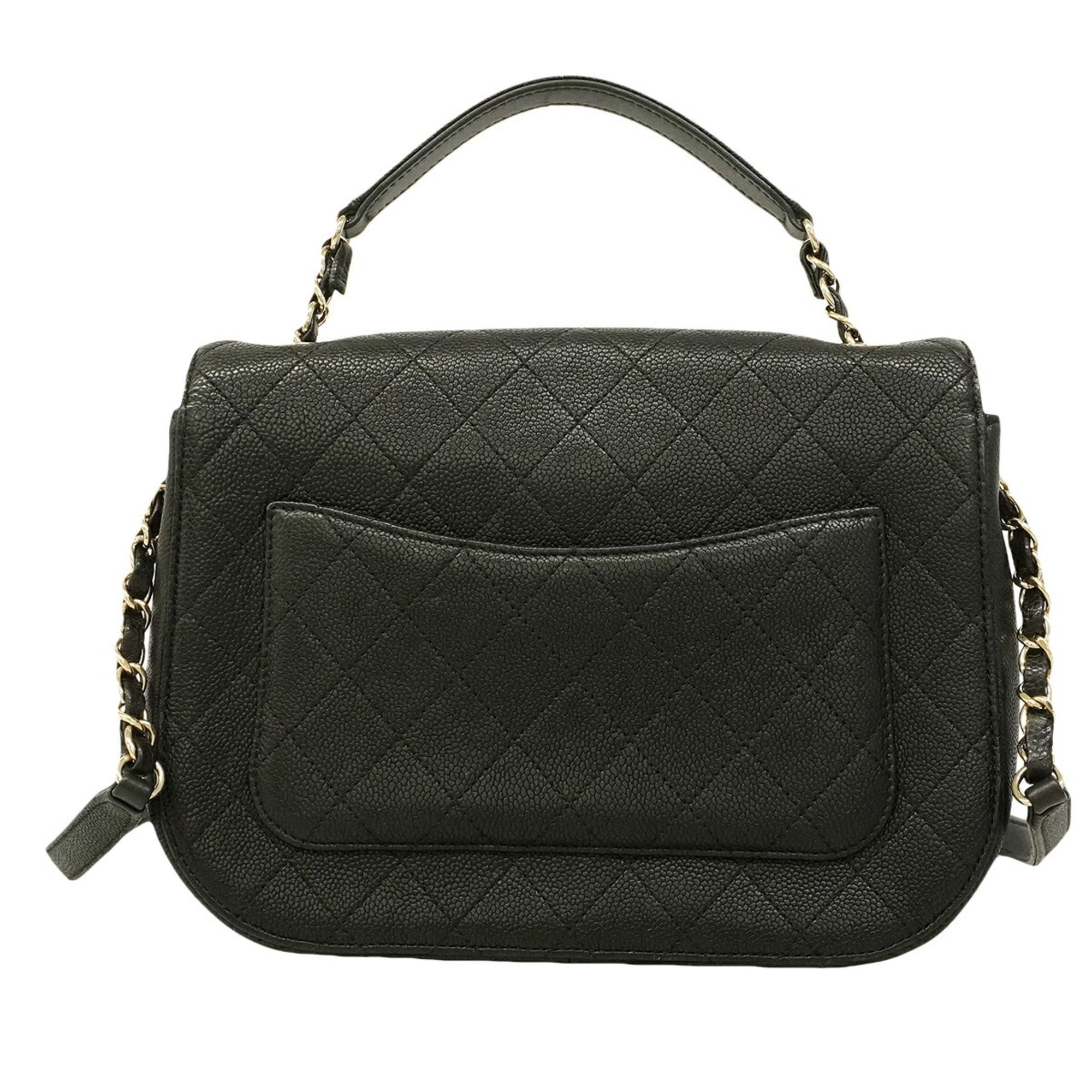 Chanel Black Grained Calfskin Handbag (Pre-Owned)