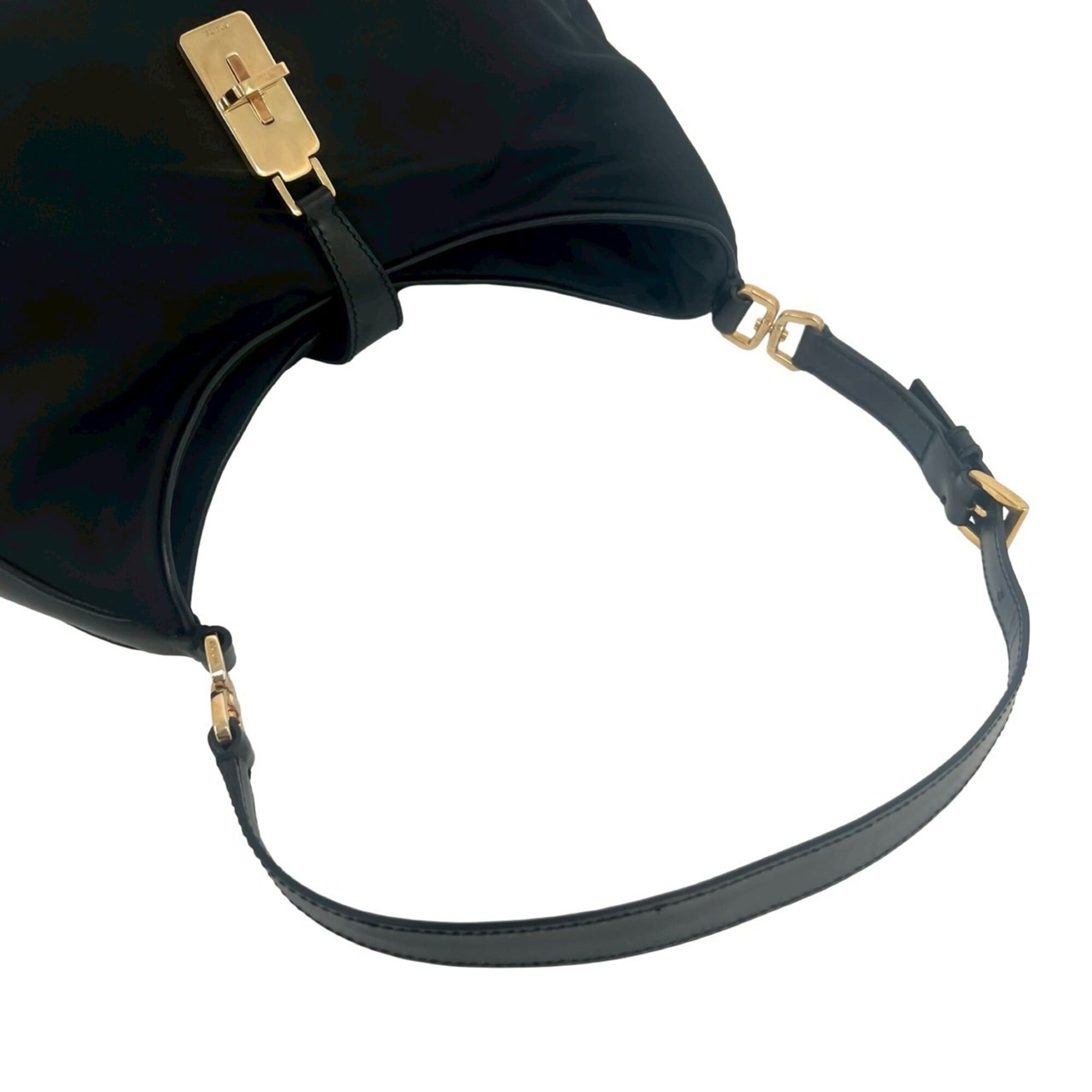 Prada Black Nylon Leather Handbag Shoulder Bag (Pre-Owned)