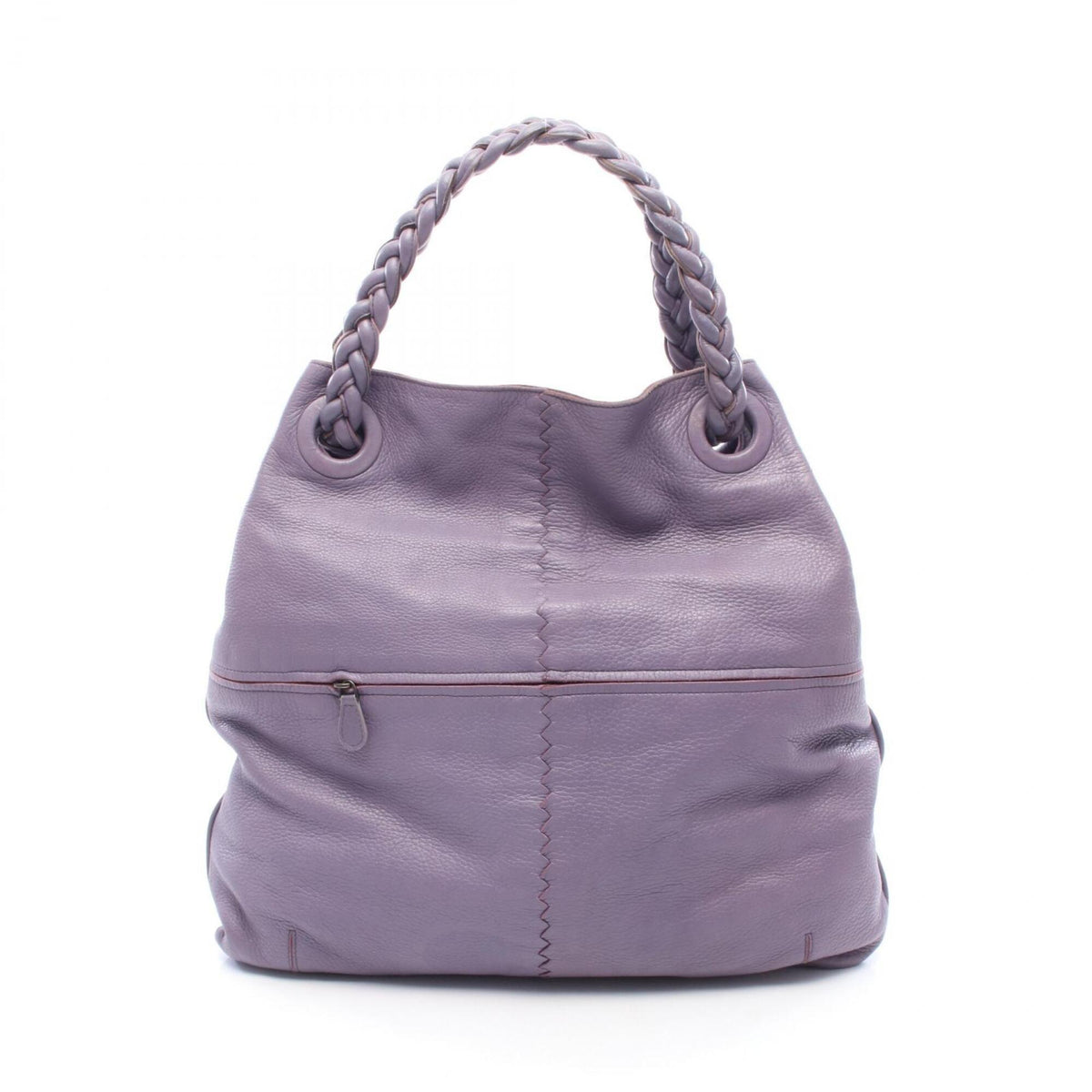 Bottega Veneta Purple Leather Handbag Tote Bag (Pre-Owned)