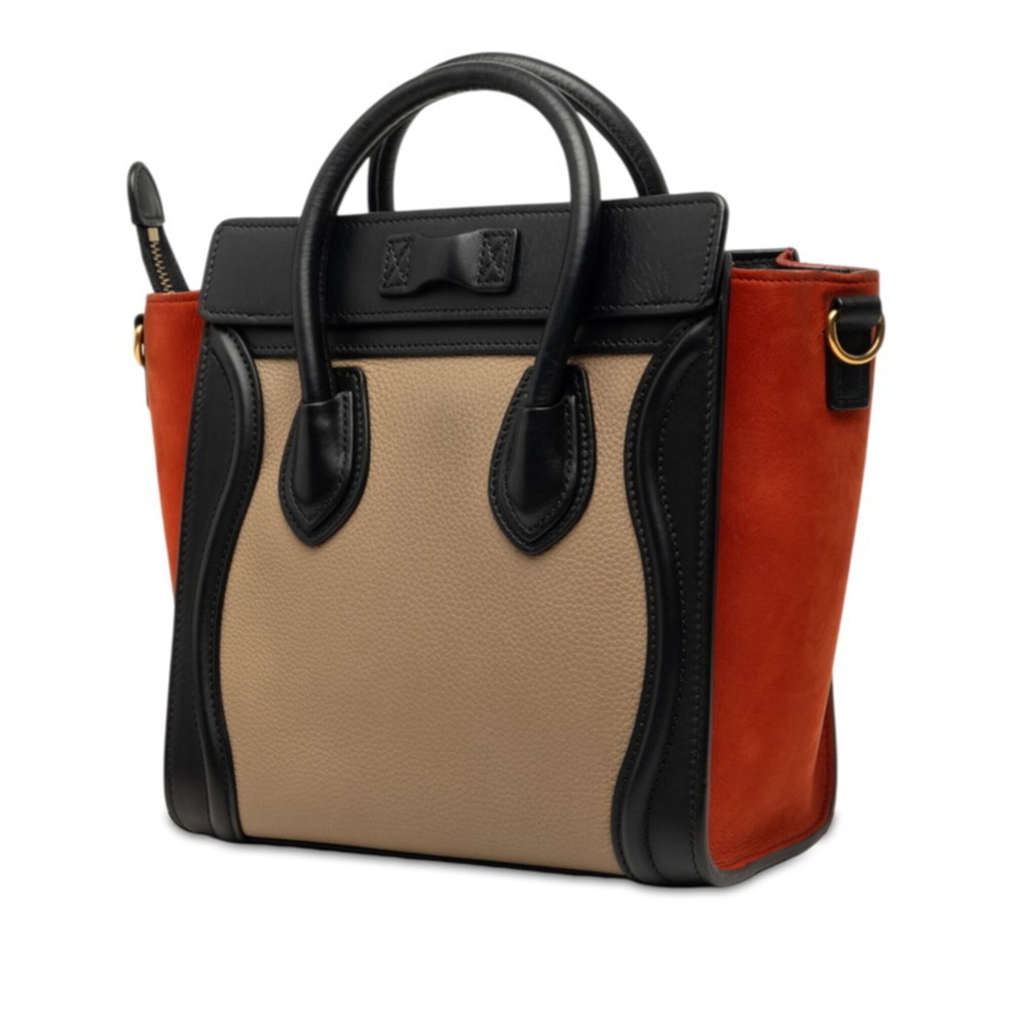 Celine Beige Black Red Color Leather Handbag Shoulder Bag (Pre-Owned)