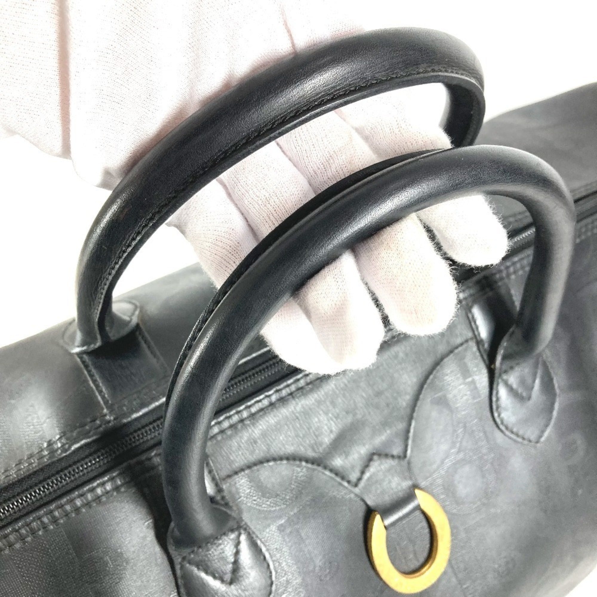 Christian Dior Black Pvc Leather Boston Bag Handbag (Pre-Owned)