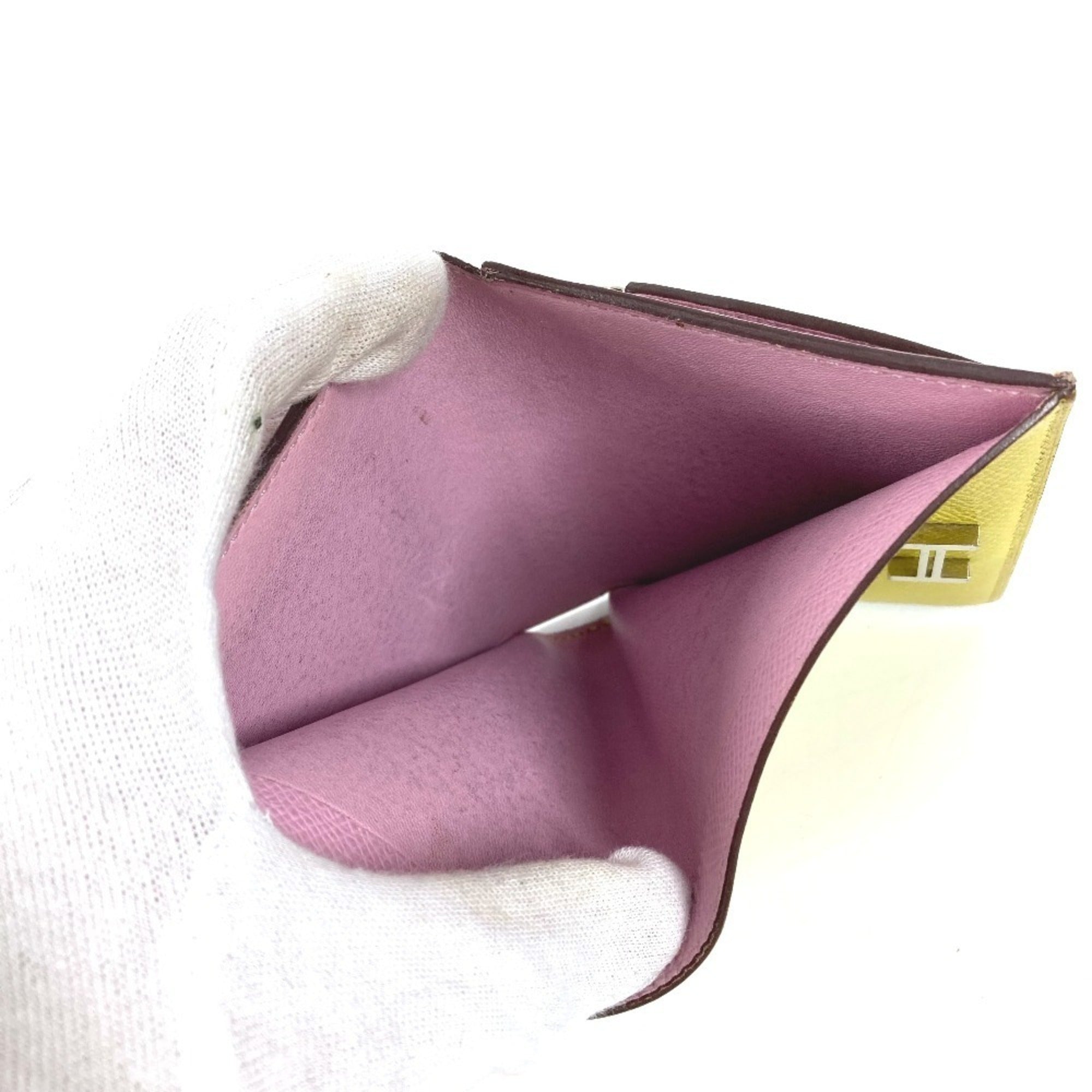 Hermes Pink Yellow Epsom Leather Wallet (Bi-Fold) (Pre-Owned)