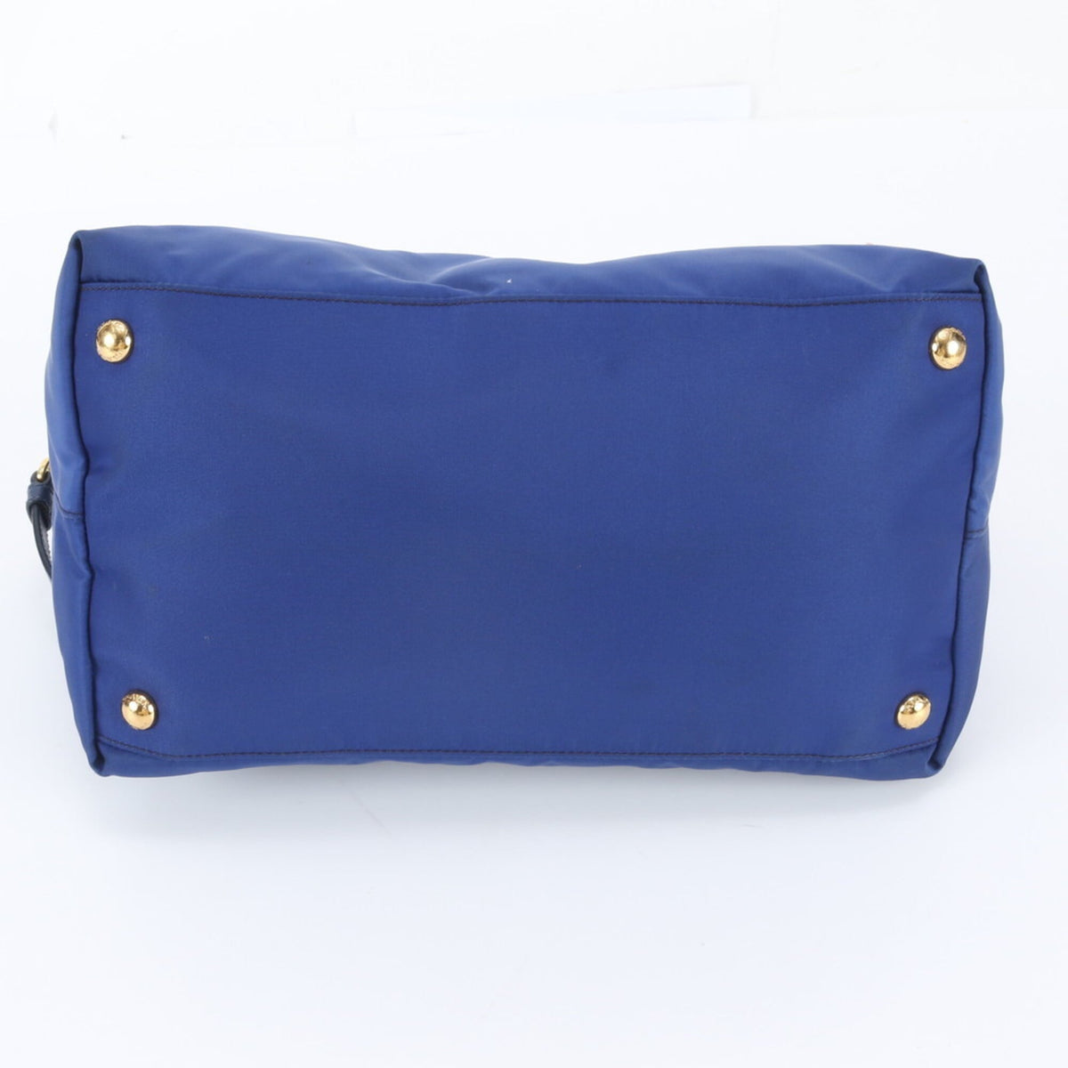 Prada Blue Leather Nylon Handbag Shoulder Bag Tote Bag (Pre-Owned)