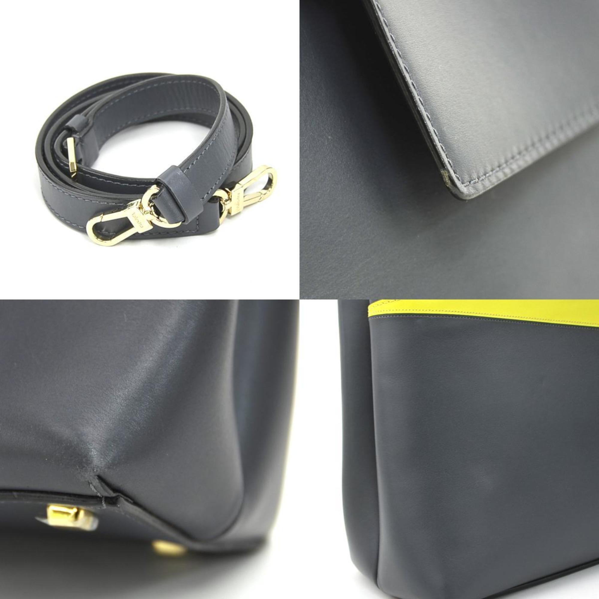 Valextra Gray Yellow Leather Handbag Shoulder Bag (Pre-Owned)
