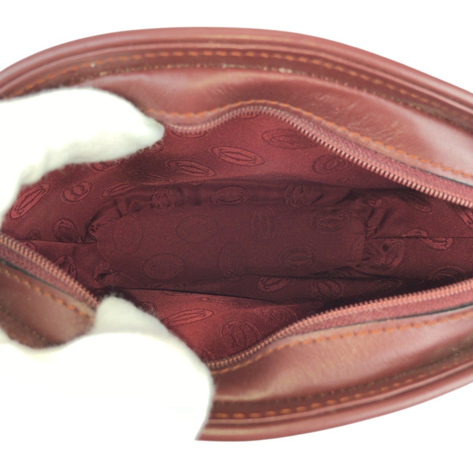 Cartier Bordeaux Wine Red Leather Pouch (Pre-Owned)
