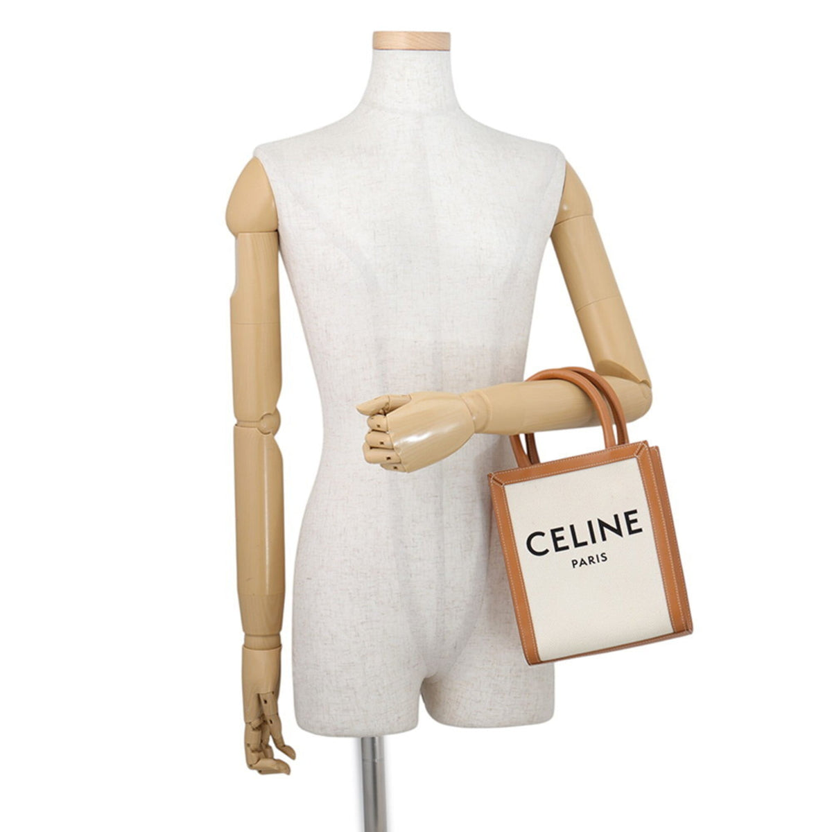 Celine Gold Canvas Leather Handbag Shoulder Bag (Pre-Owned)