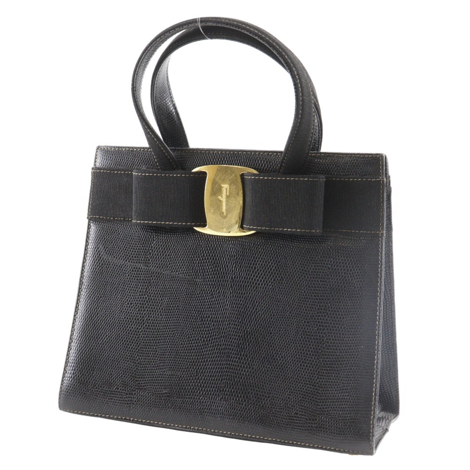 Salvatore Ferragamo Black Leather Handbag (Pre-Owned)
