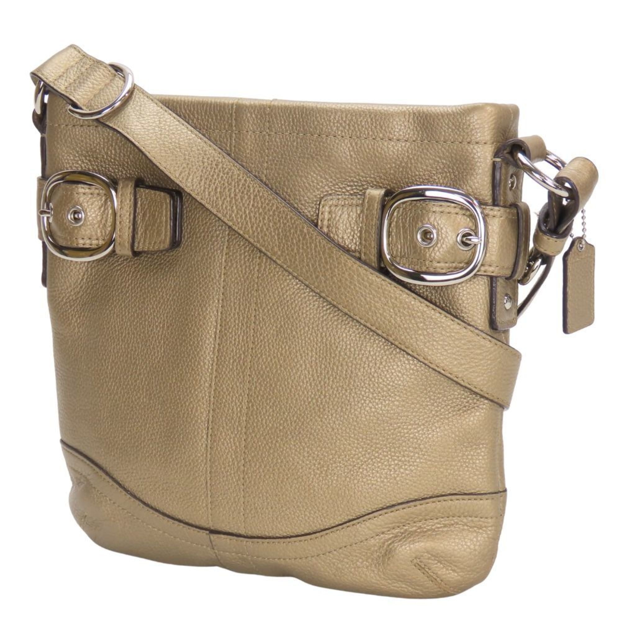 Coach Gold Brown Leather Shoulder Bag (Pre-Owned)