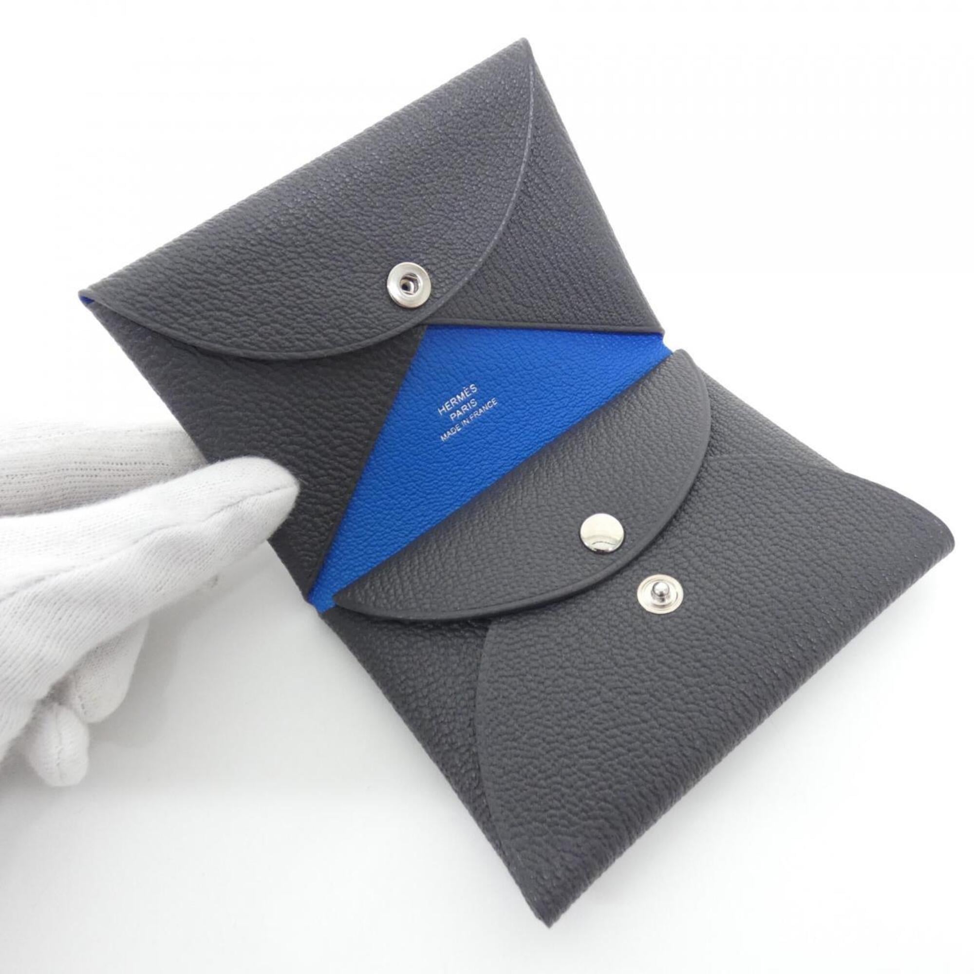 Hermes Ardoise Blue Hydra Chevre Leather Coin Purse/Coin Case (Pre-Owned)