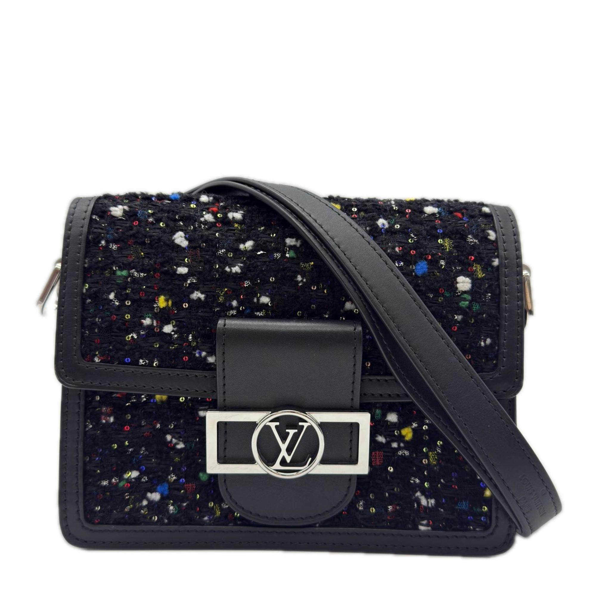 Louis Vuitton Black Multi-Color Tweed Spangles Leather Shoulder Bag (Pre-Owned)