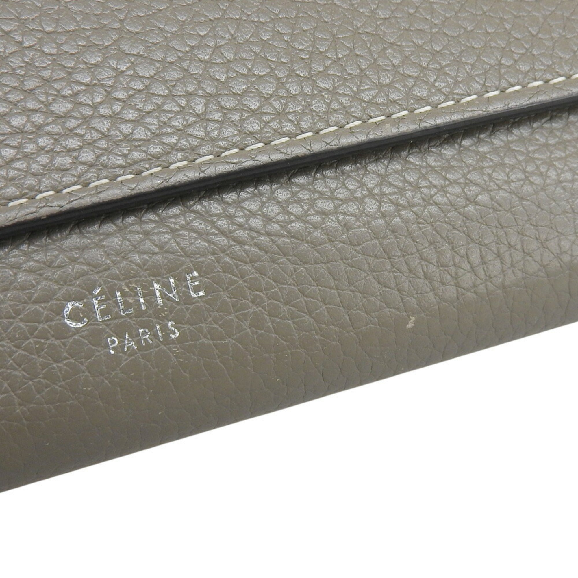 Celine Gray Yellow Leather Long Wallet (Tri-Fold) (Pre-Owned)