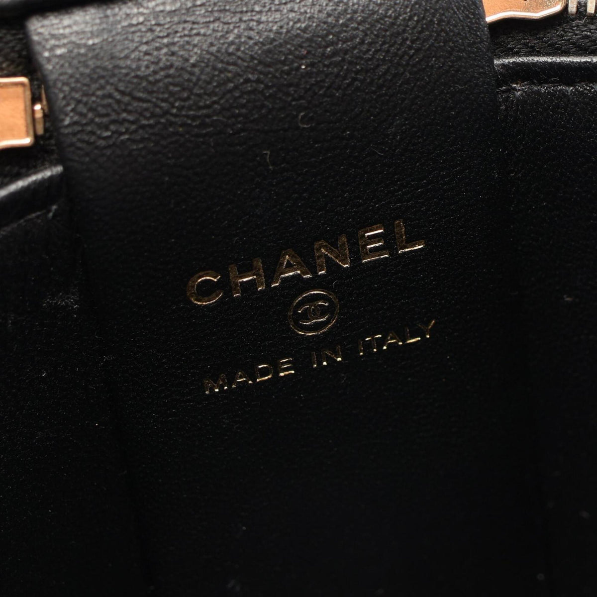 Chanel Black Leather Handbag Shoulder Bag Vanity Bag (Pre-Owned)
