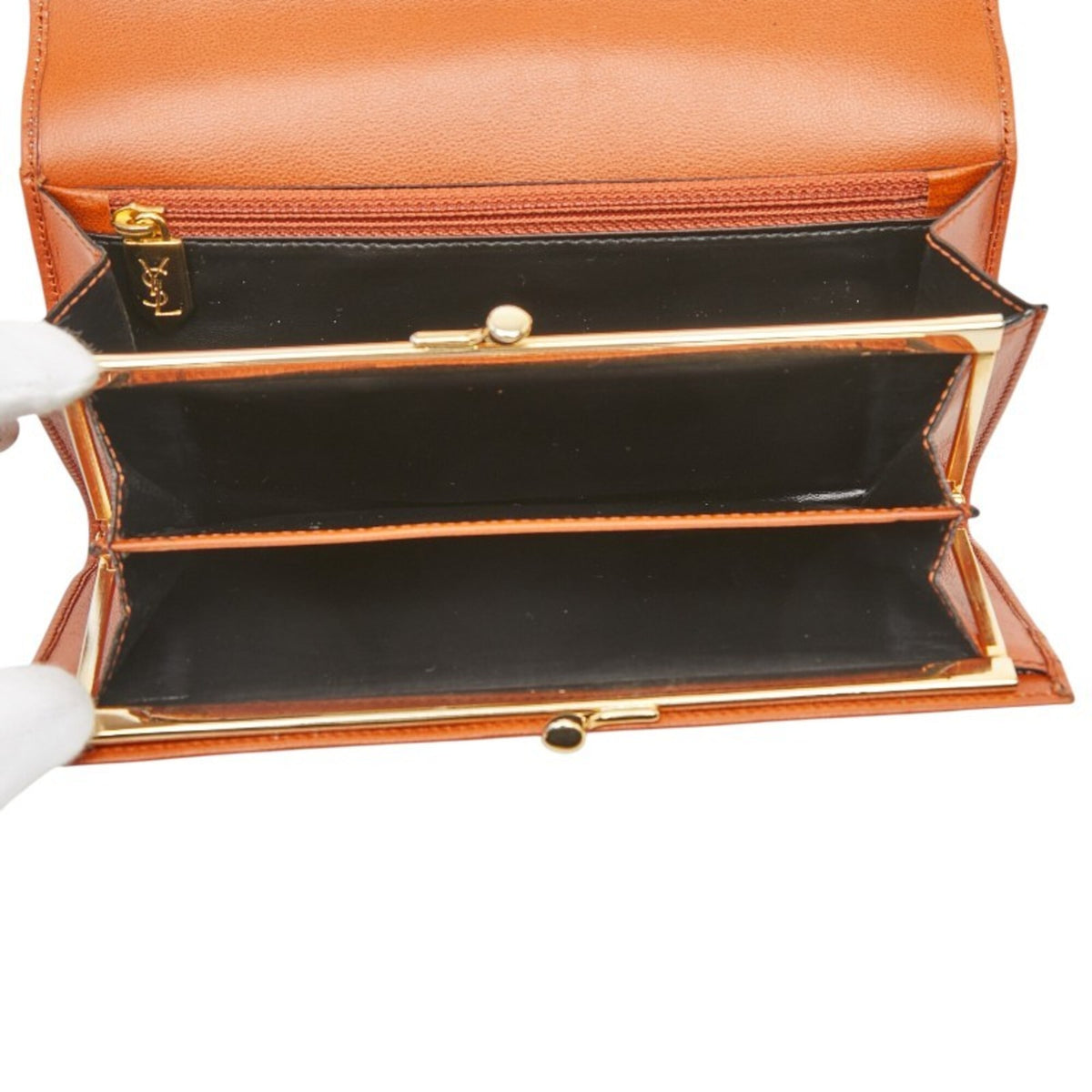 Saint Laurent Brown Leather Long Wallet (Bi-Fold) (Pre-Owned)