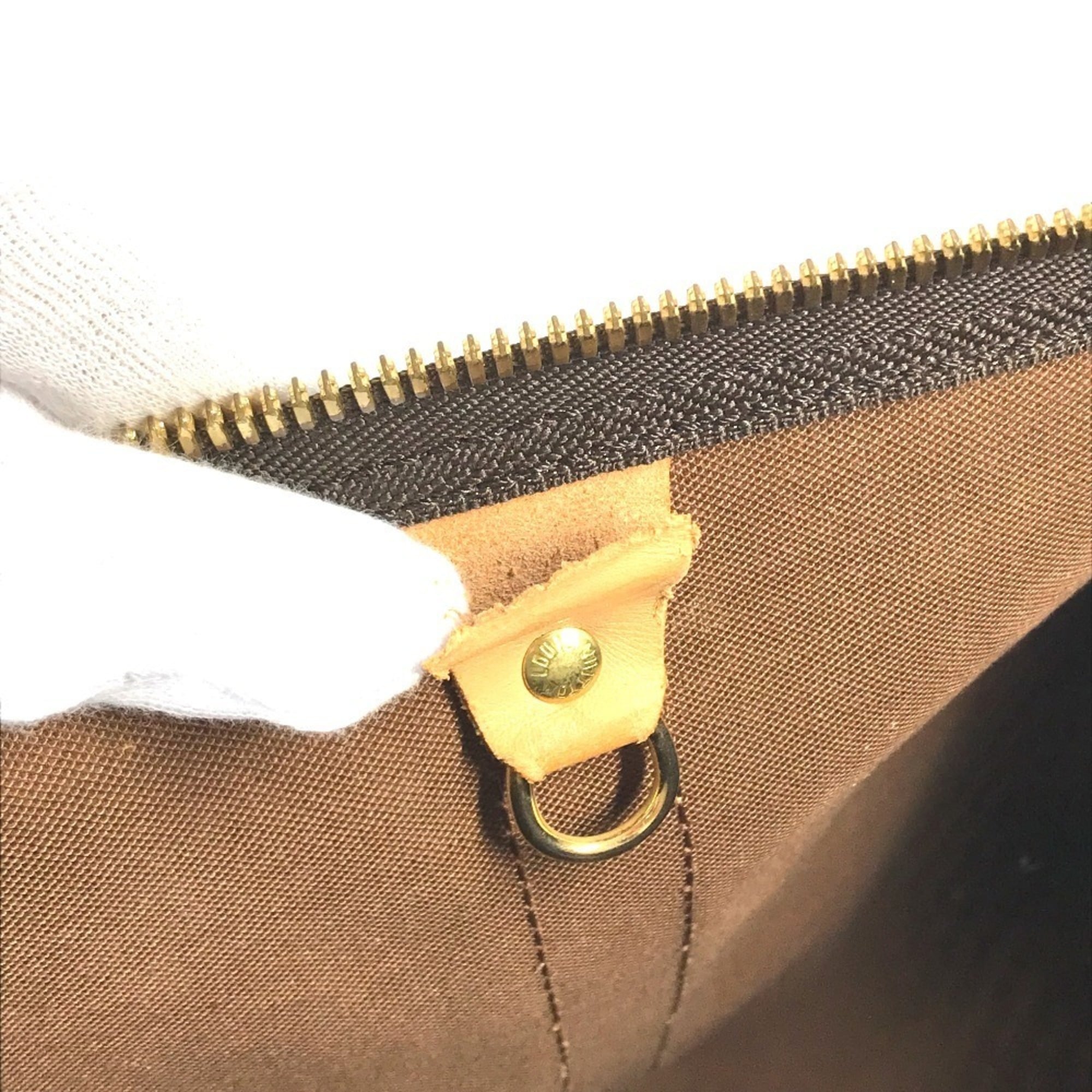 Louis Vuitton Brown White Monogram Canvas Boston Bag (Pre-Owned)