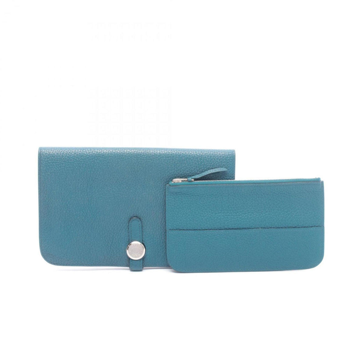 Hermes Green Taurillon Clemence Leather Long Wallet (Bi-Fold) (Pre-Owned)